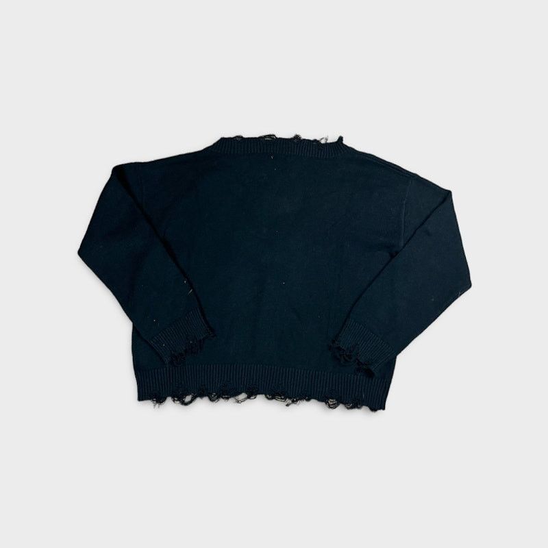 Nordstrom Wild Honey | Distressed V-Neck Crop Sweater | Size L Size L / US 10 / IT 46 - 7 Thumbnail