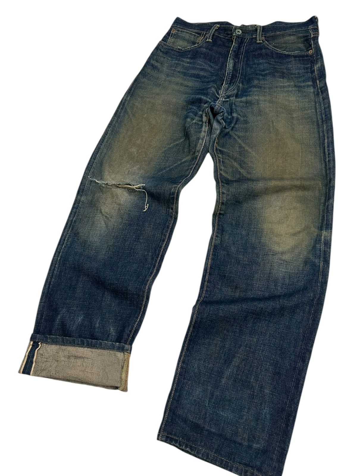 20471120 × Japanese Brand Vintage Bobson Selvedge Redline Japan Denim Indigo Washed Size US 31 - 3 Thumbnail