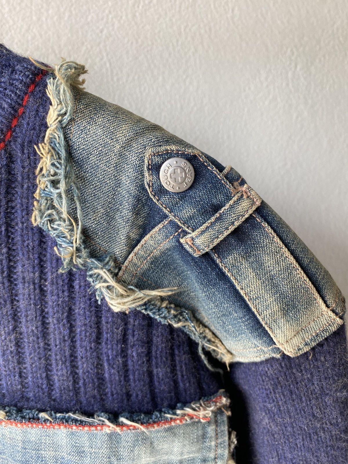 Darn Tough × Designer TOUGH JEANS Indigo Denim Patch Knit Size US XL / EU 56 / 4 - 11 Thumbnail
