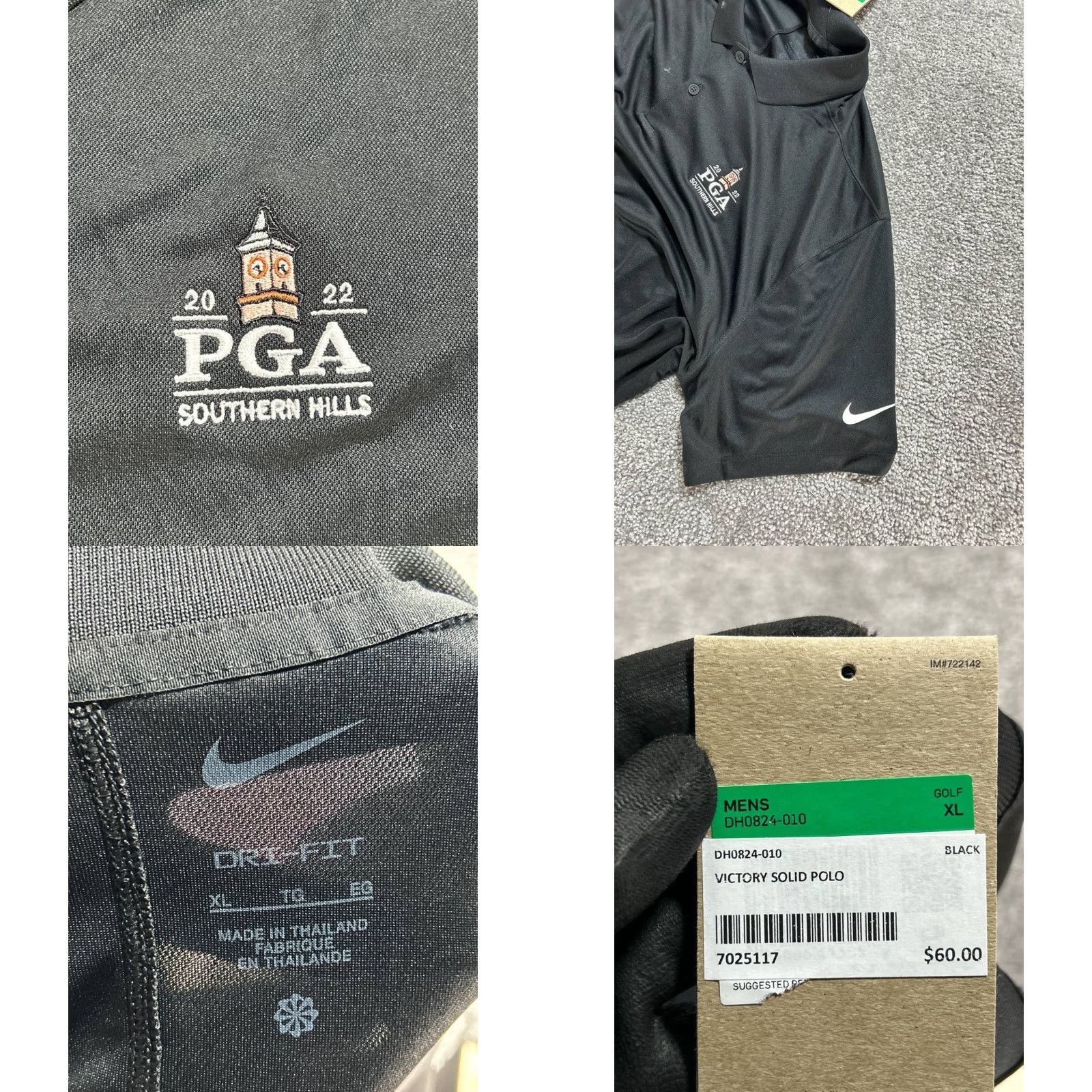 Nike VINTAGE Nike The Players Victory Polo Shirt Mens XL Black Dri-Fit Southern Hill Logo New Size US XL / EU 56 / 4 - 8 Thumbnail