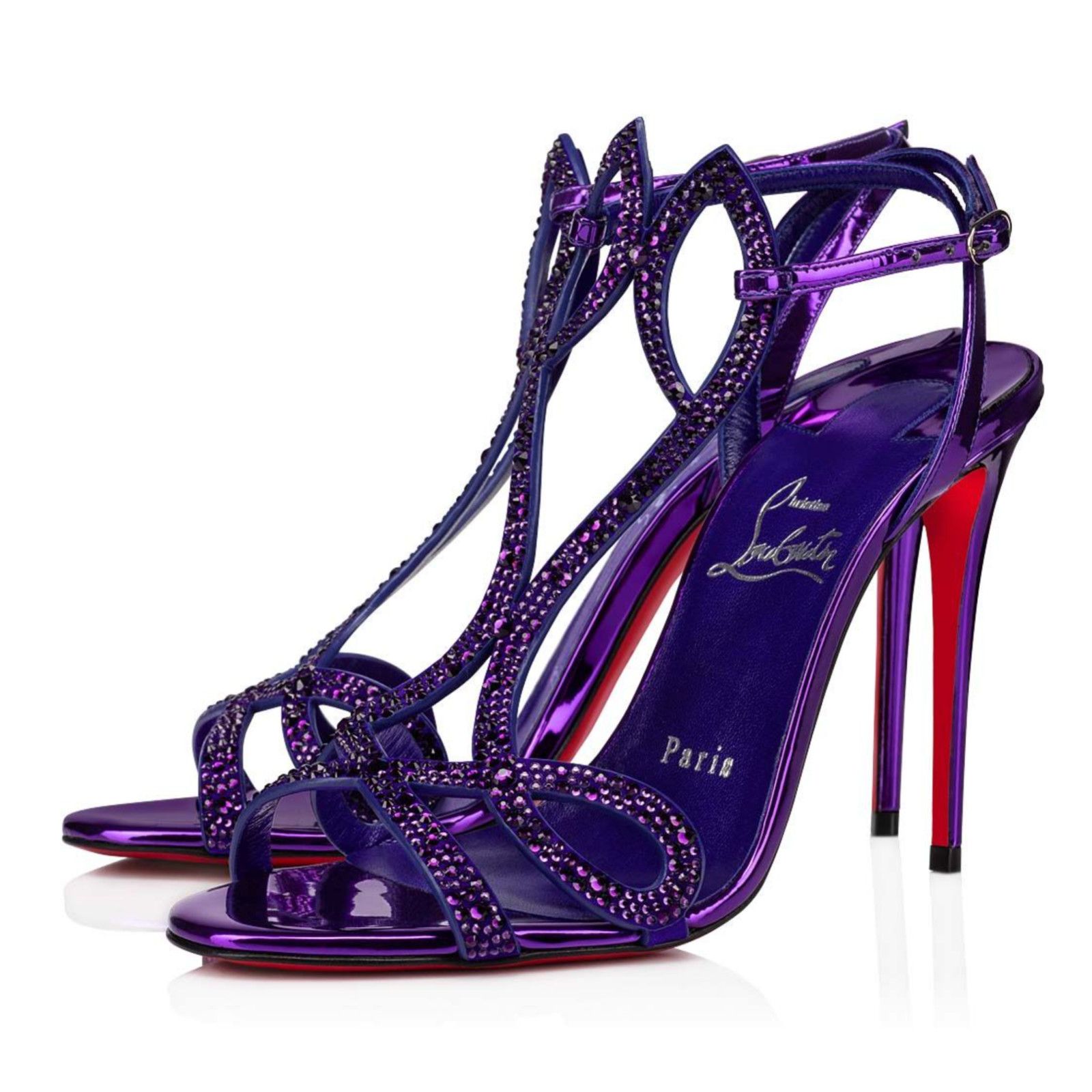Christian Louboutin Double L Sandal Strass 100 Elektra Ankle Strap Heel 39.5 Size US 9.5 / IT 39.5 - 1 Thumbnail