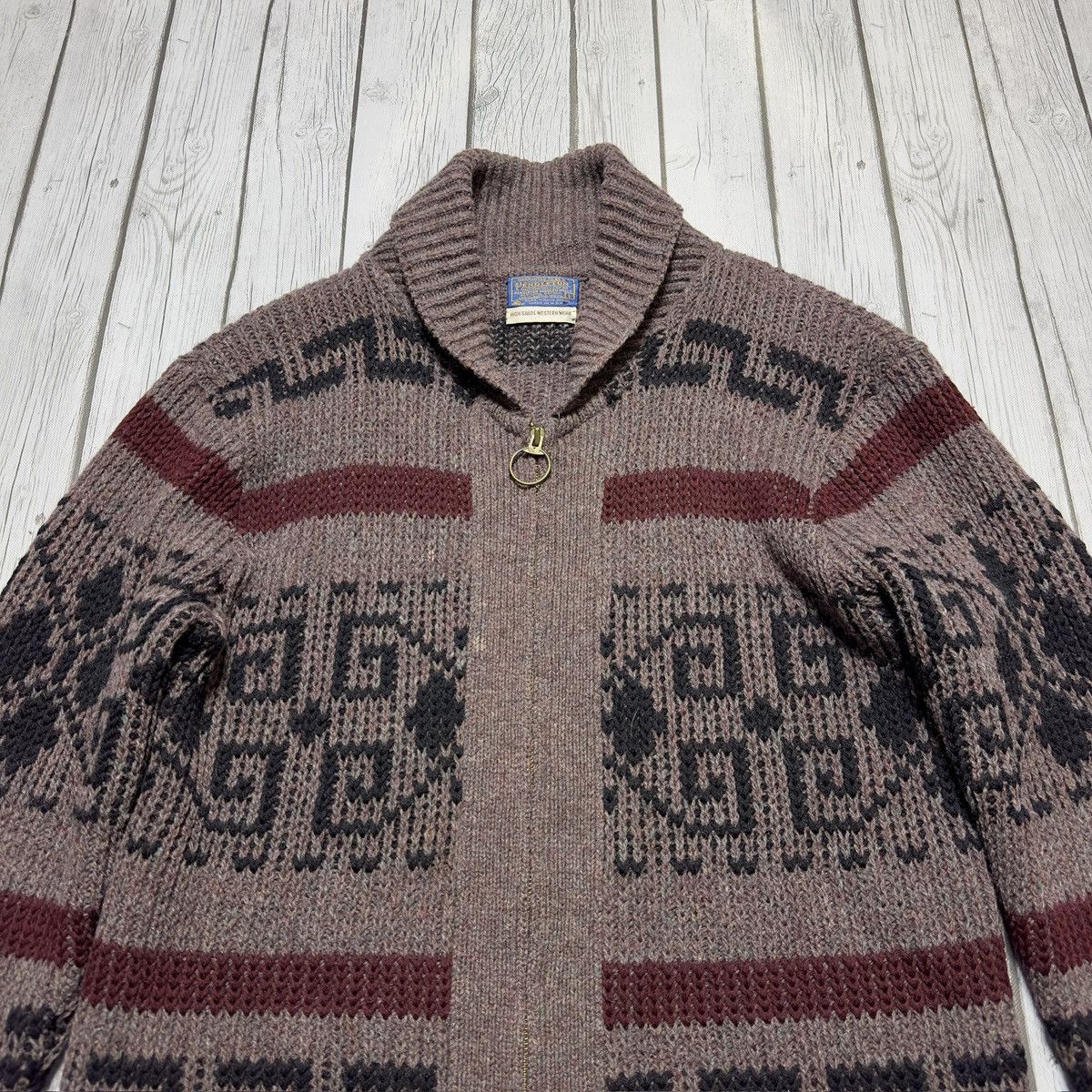 Pendleton × Vintage Vintage Pendleton Western Big Lebowski zip up sweater Size US L / EU 52-54 / 3 - 3 Thumbnail