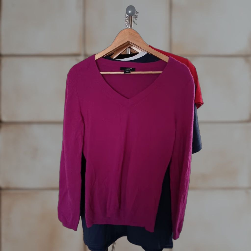 Ann Taylor VINTAGE Ann Taylor Sweater Shirt Womens Pullover Cashmere Purple Fuchsia Size M VG Condition Size M / US 6-8 / IT 42-44 - 1 Thumbnail