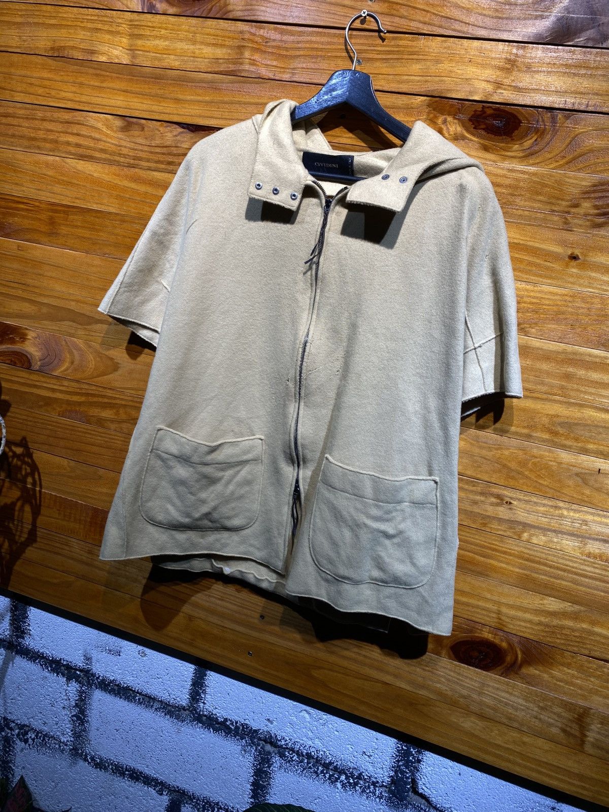 Designer Cividini Italy Beige Short Sleeve Hoodie Jacket – Women’s Size M / US 6-8 / IT 42-44 - 4 Thumbnail