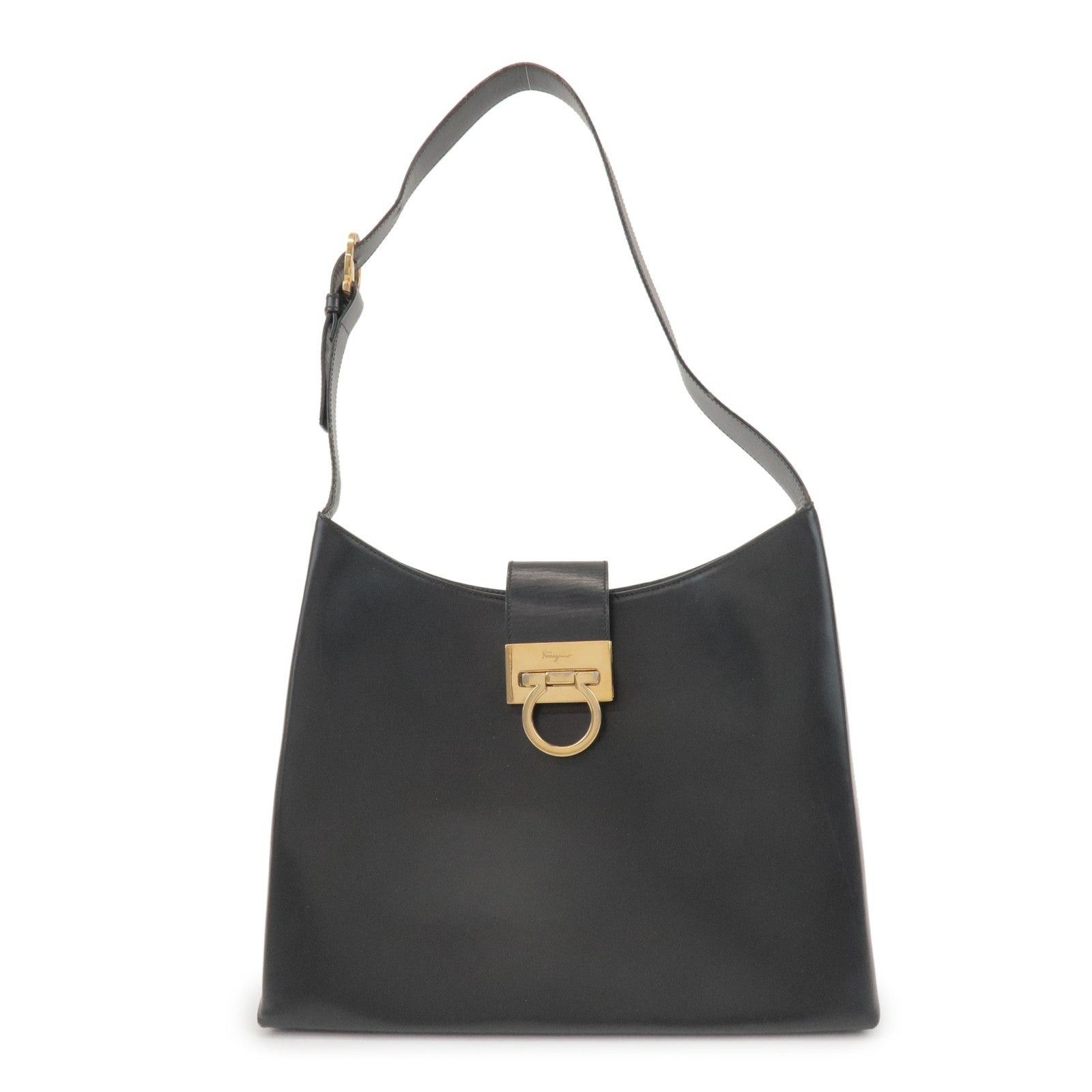 Salvatore Ferragamo Ferragamo Gancini Calfskin Shoulder Bag Black Size ONE SIZE - 1 Thumbnail