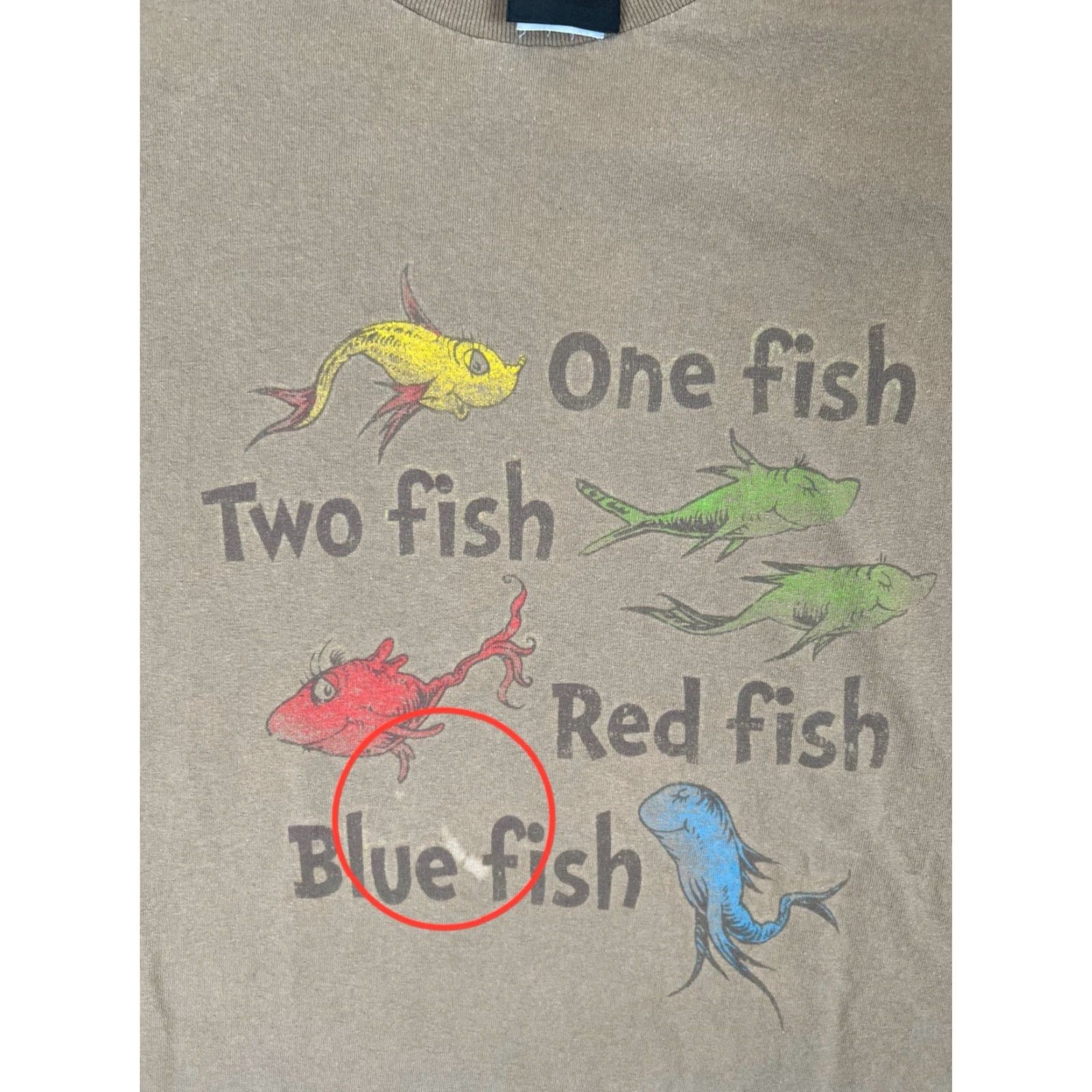 Vintage VINTAGE Dr Seuss T-Shirt One Fish Two Fish XL Men Short Sleeve Brown 90s Cartoon Fish Y2K 2001 Size US XL / EU 56 / 4 - 2 Thumbnail