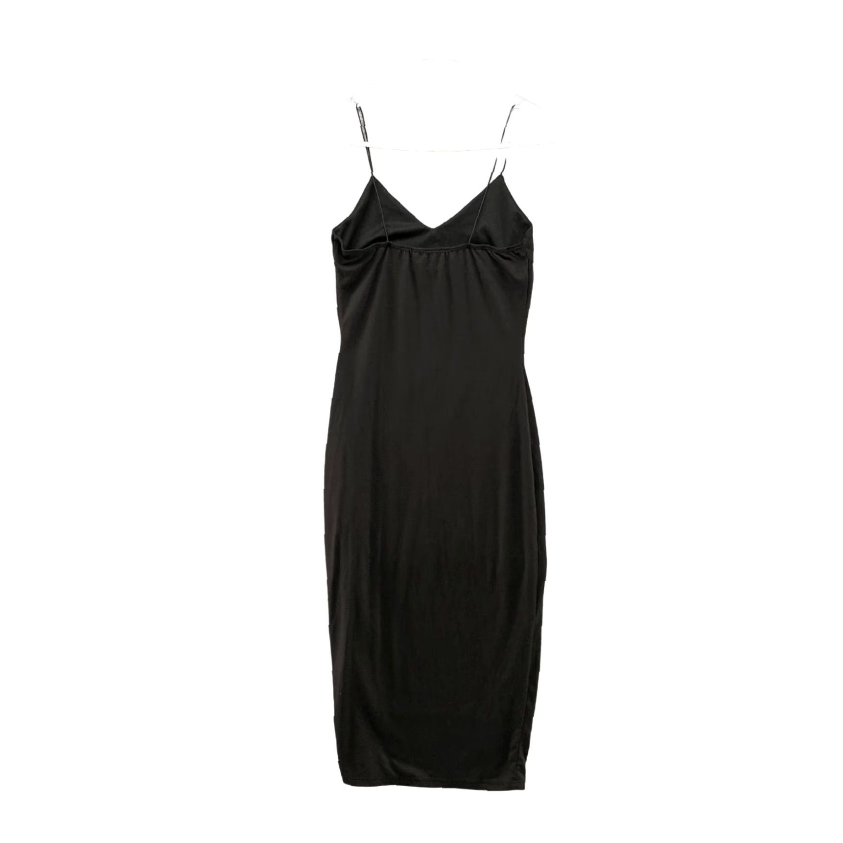 Vintage The Vintage Shop Slip Dress Womens S Black V-Neck Midi Bodycon Cami Stretch Sheath Party Cocktail Wedding Size S / US 4 / IT 40 - 2 Thumbnail