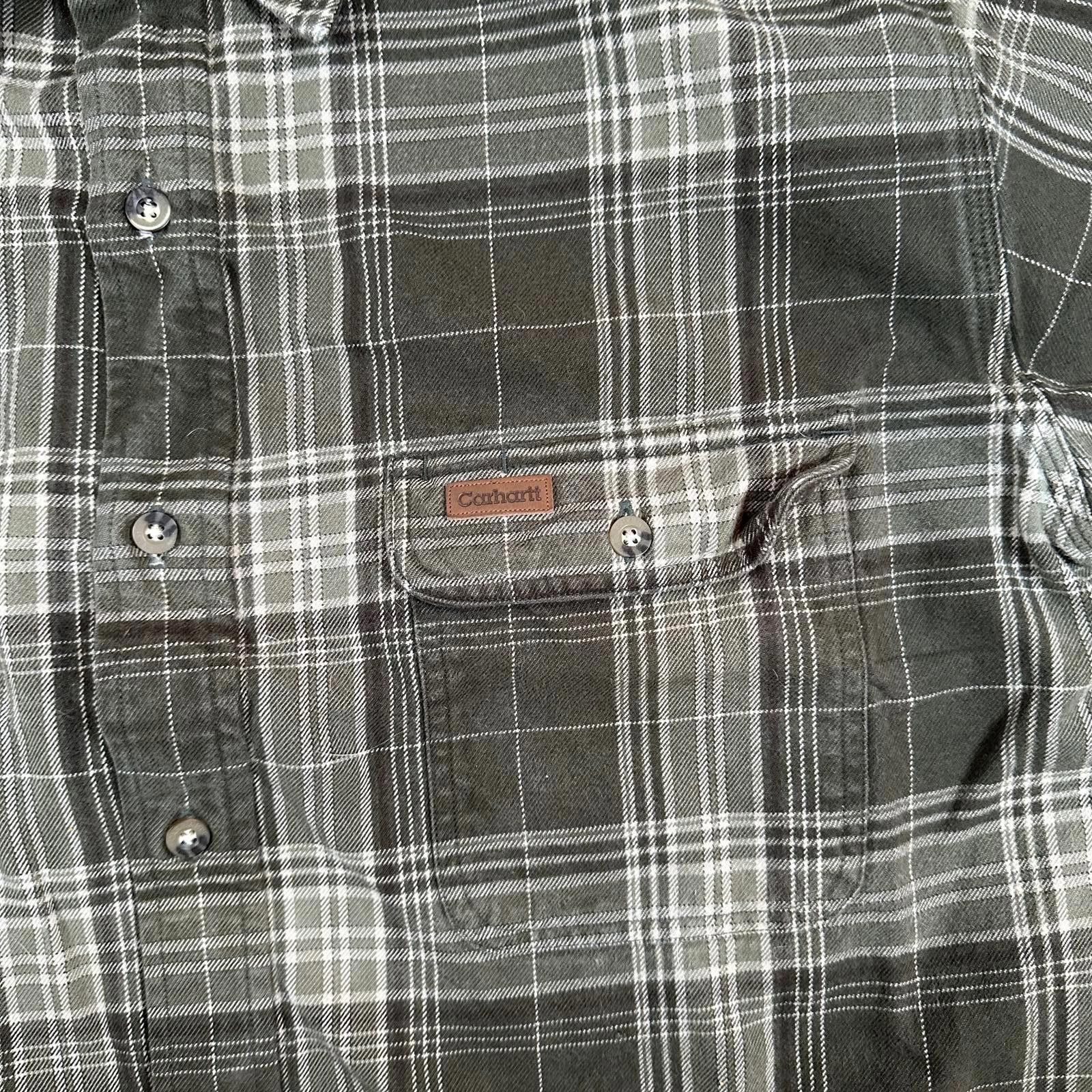 Carhartt Carhartt Men's Casual Shirt Large Green Plaid S1750LV Size US L / EU 52-54 / 3 - 3 Thumbnail