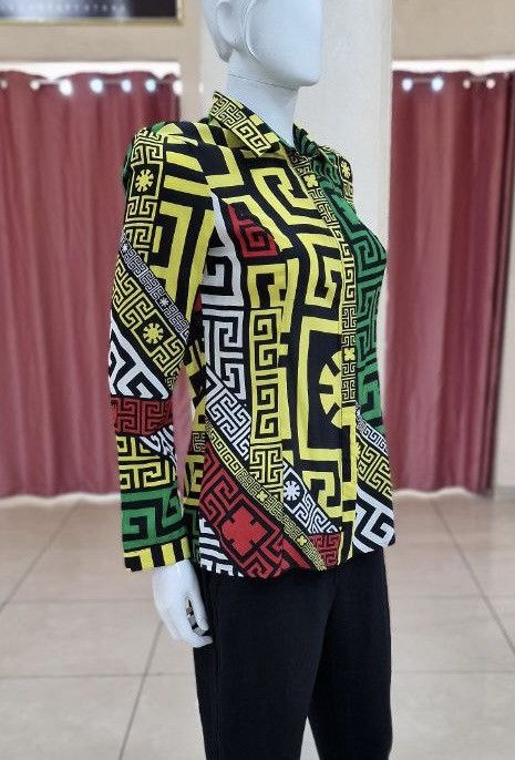 Versace Versace Multicolor Geometric Greek Print Chiffon Silk Shirt Size M / US 6-8 / IT 42-44 - 4 Thumbnail