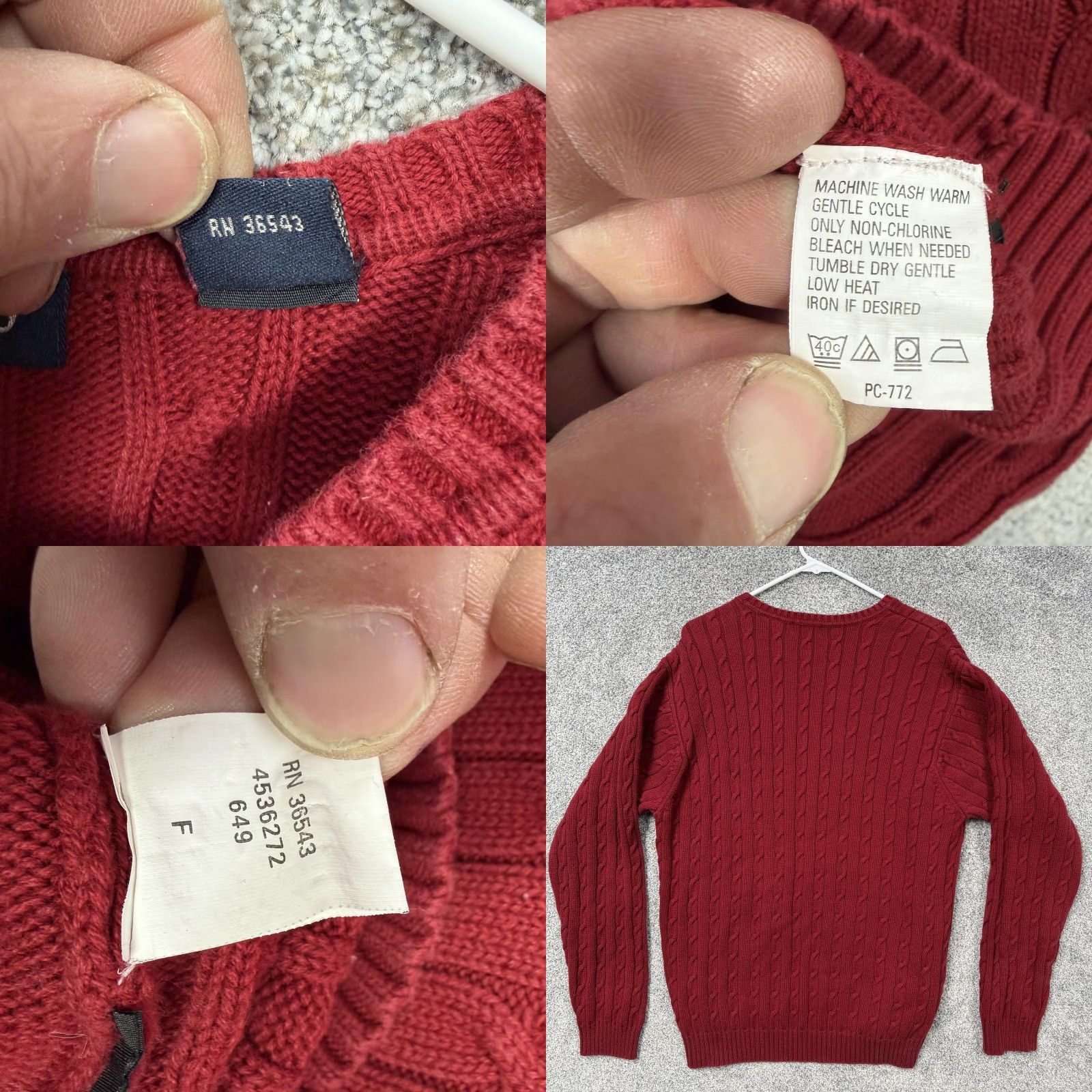 Izod IZOD Sweater Red Cable-Knit Crewneck Cotton L Men’s Regular Fit Pullover Casual Fall Winter Size US L / EU 52-54 / 3 - 8 Thumbnail