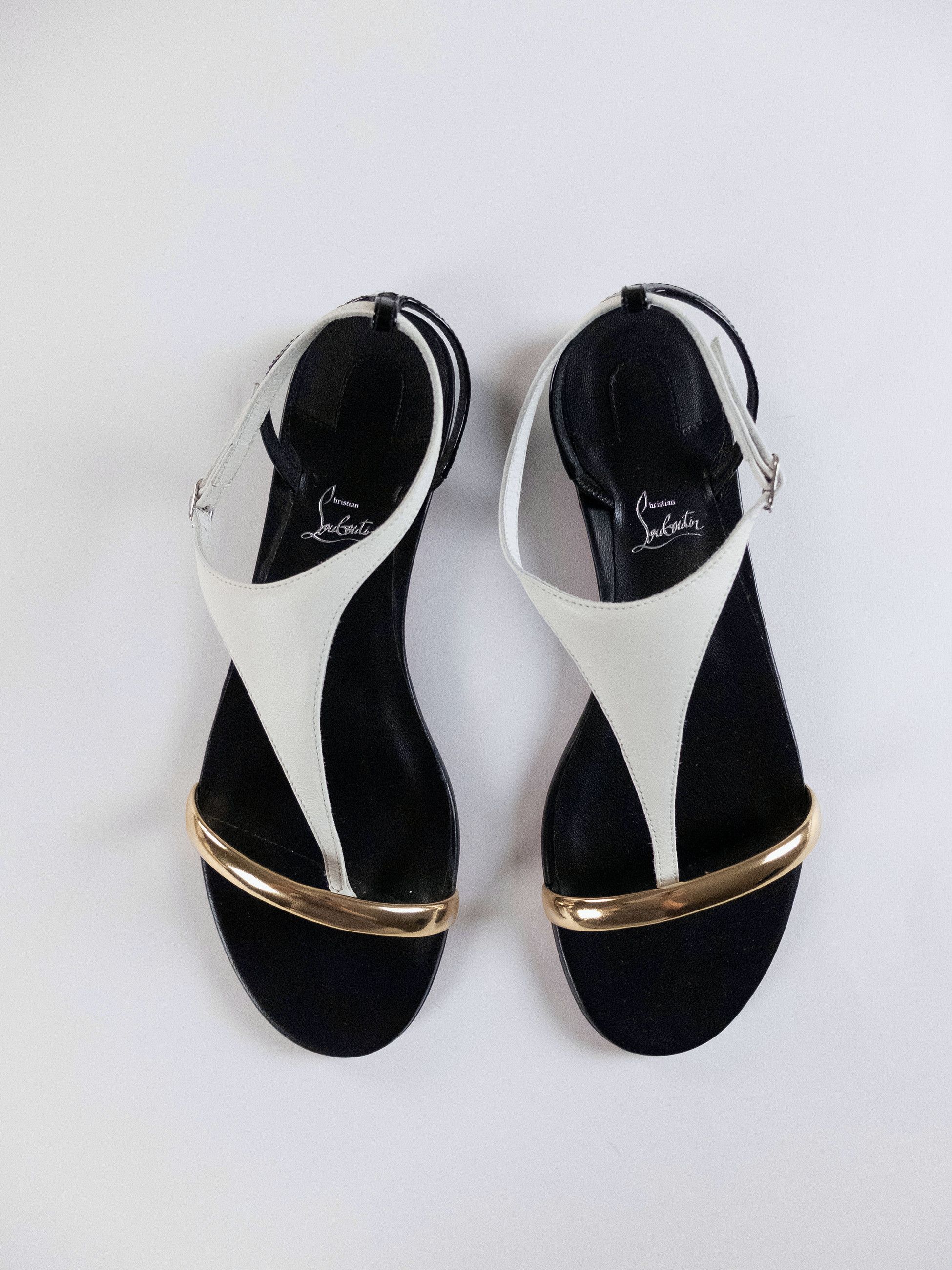 Christian Louboutin CHRISTIAN LOUBOUTIN Athinita black & white leather sandals Size US 8.5 / IT 38.5 - 6 Thumbnail