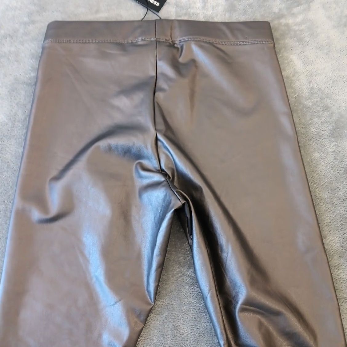 Express Express Pants Ankle Womens Medium Silver PU Pull On 30x28 Skinny Stretch Black? Size 32" / US 10 / IT 46 - 7 Thumbnail