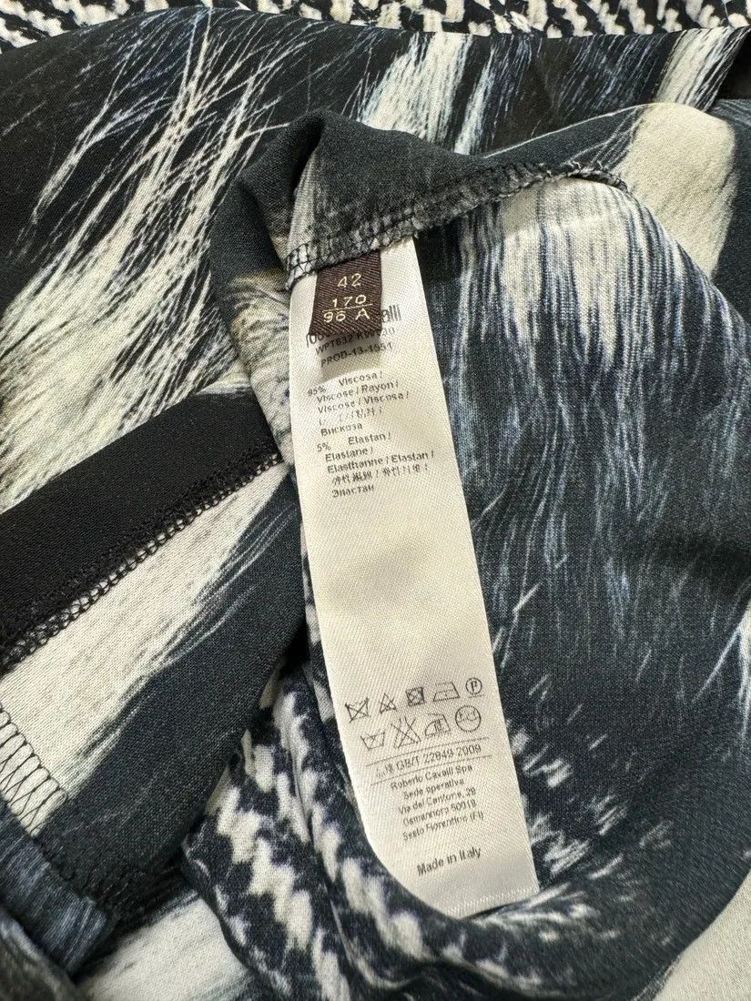 Designer × Roberto Cavalli × Vintage 2000s Roberto Cavalli Black & White Long Fur Print Longsleeves Size US S / EU 44-46 / 1 - 6 Thumbnail