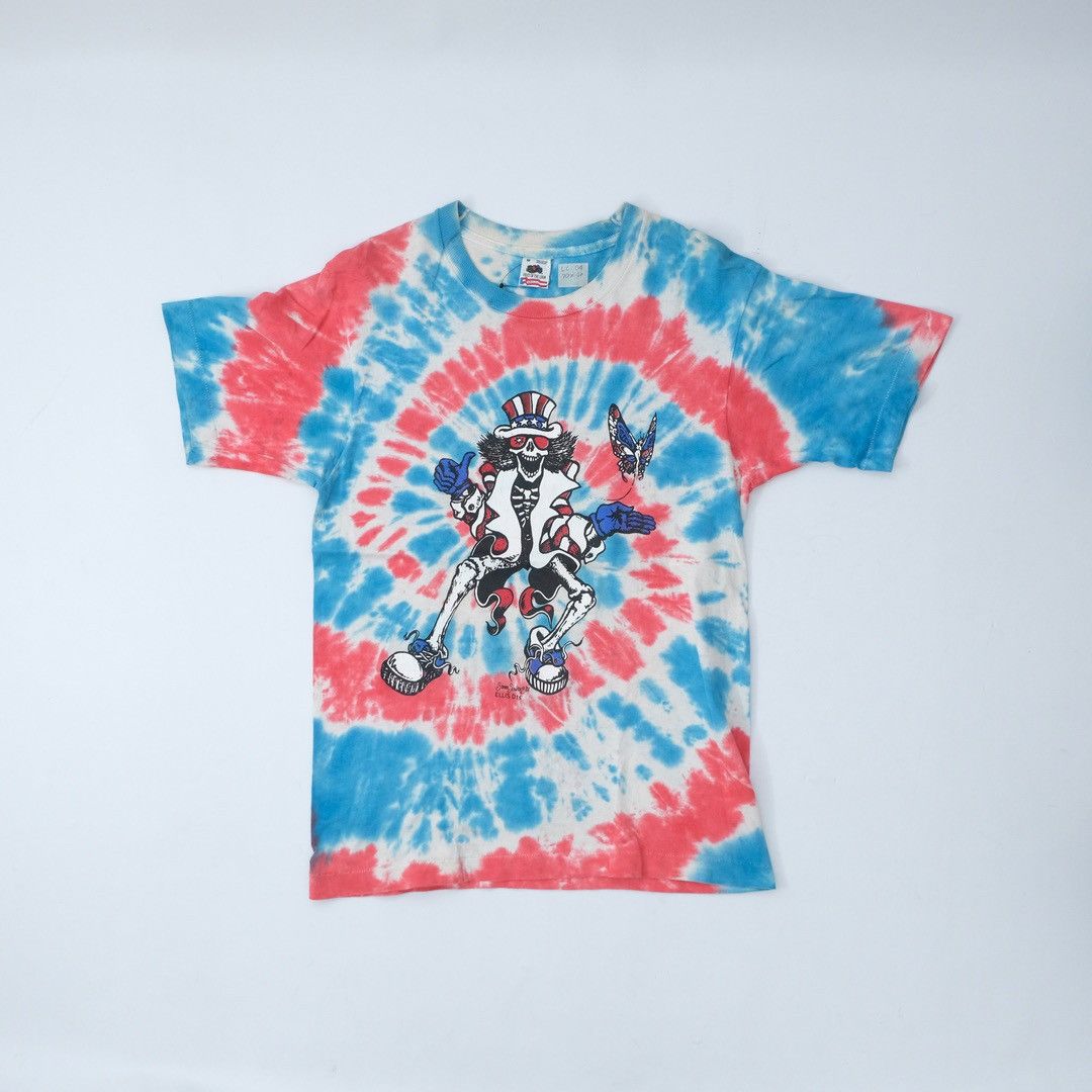Vintage 1988 Grateful Dead Up And Down Skull Red Blue Tie Dye Size US M / EU 48-50 / 2 - 1 Thumbnail