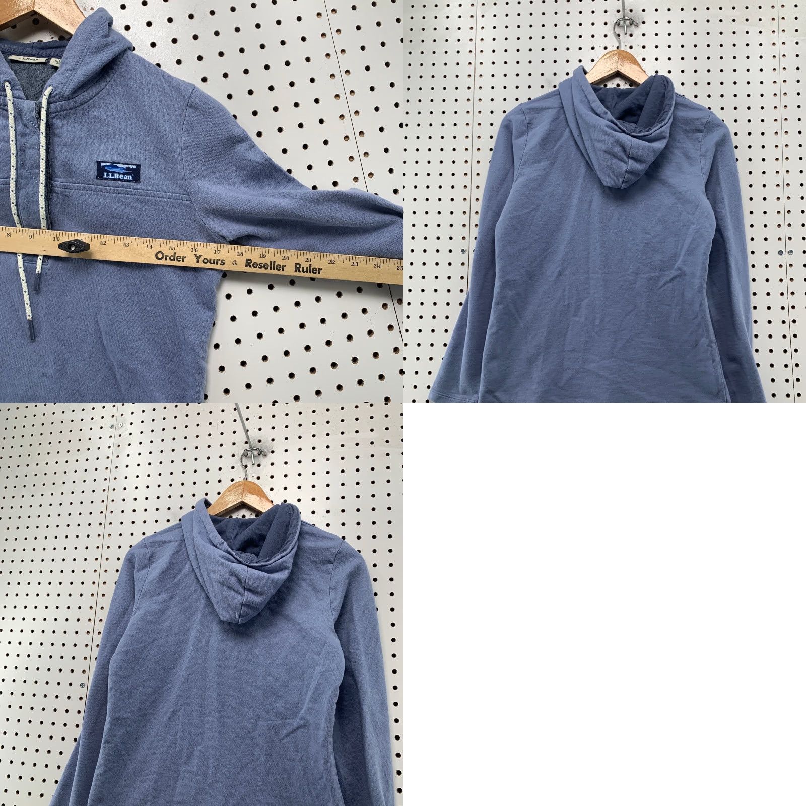 Vintage LL Bean Hoodie Sweatshirt Womens XS Blue Henley Hooded Fleece Pullover Size XS / US 0-2 / IT 36-38 - 9 Thumbnail