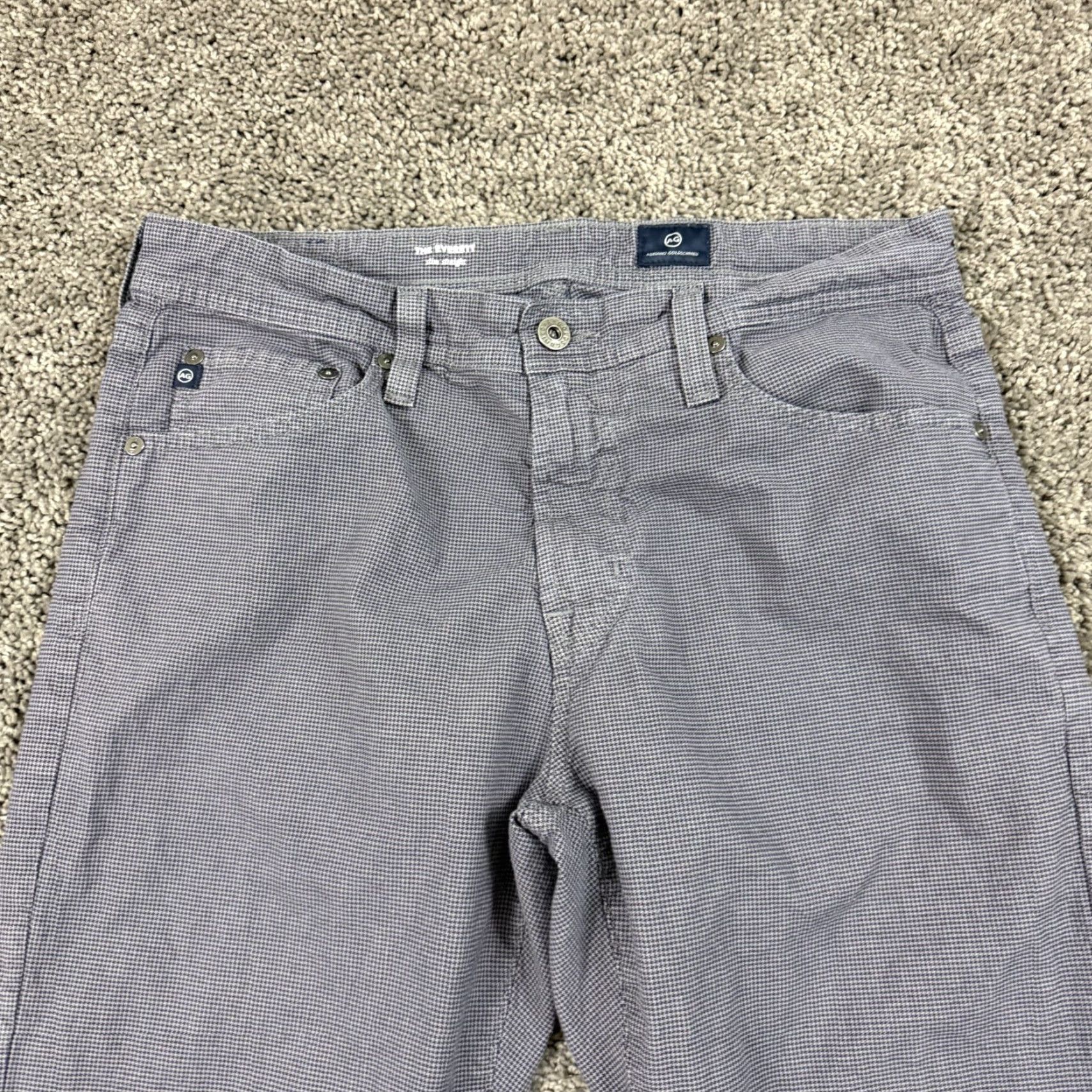 Vintage AG Adriano Goldschmied The Everett Pants Men Slim Straight Gray Houndstooth Check 32x32 Chino Stretch Preppy Size US 32 / EU 48 - 2 Thumbnail