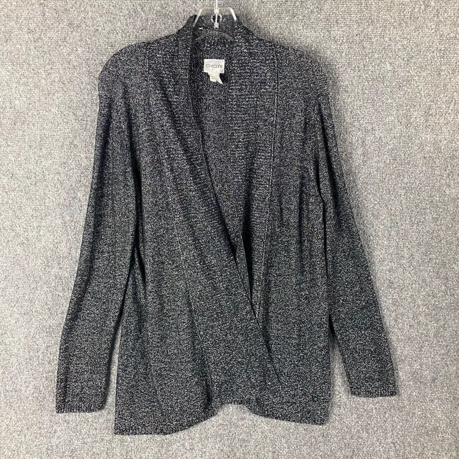 Chicos Chico's Cardigan Women's 1 Knit Black Silk Blend Long Sleeve Size XS / US 0-2 / IT 36-38 - 1 Thumbnail