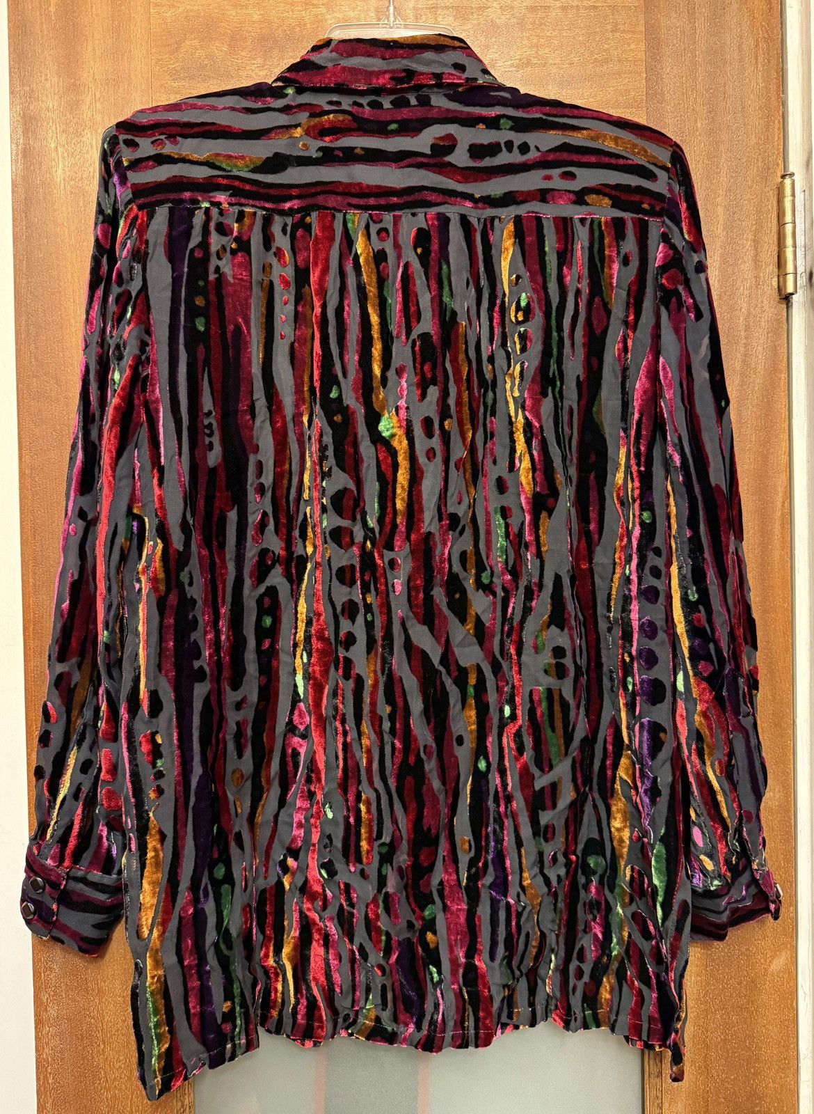 Bob Mackie Bob Mackie Reds Velour Vintage Button Down LS Sheer Blouse Size S / US 4 / IT 40 - 6 Thumbnail