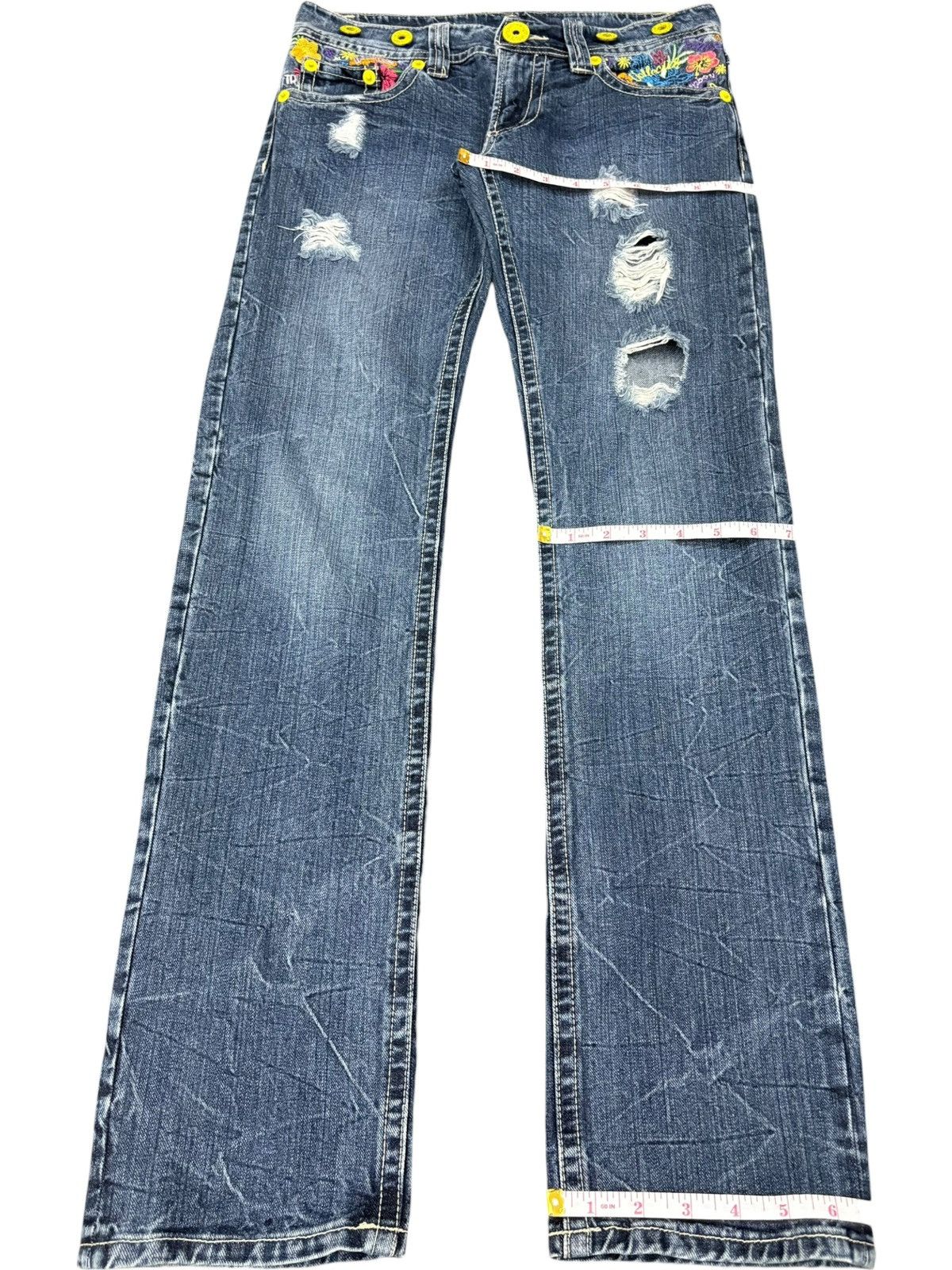 Other Vintage Japanese Brand Suspenders Crack Wash Distress Jeans Size 31" - 11 Thumbnail