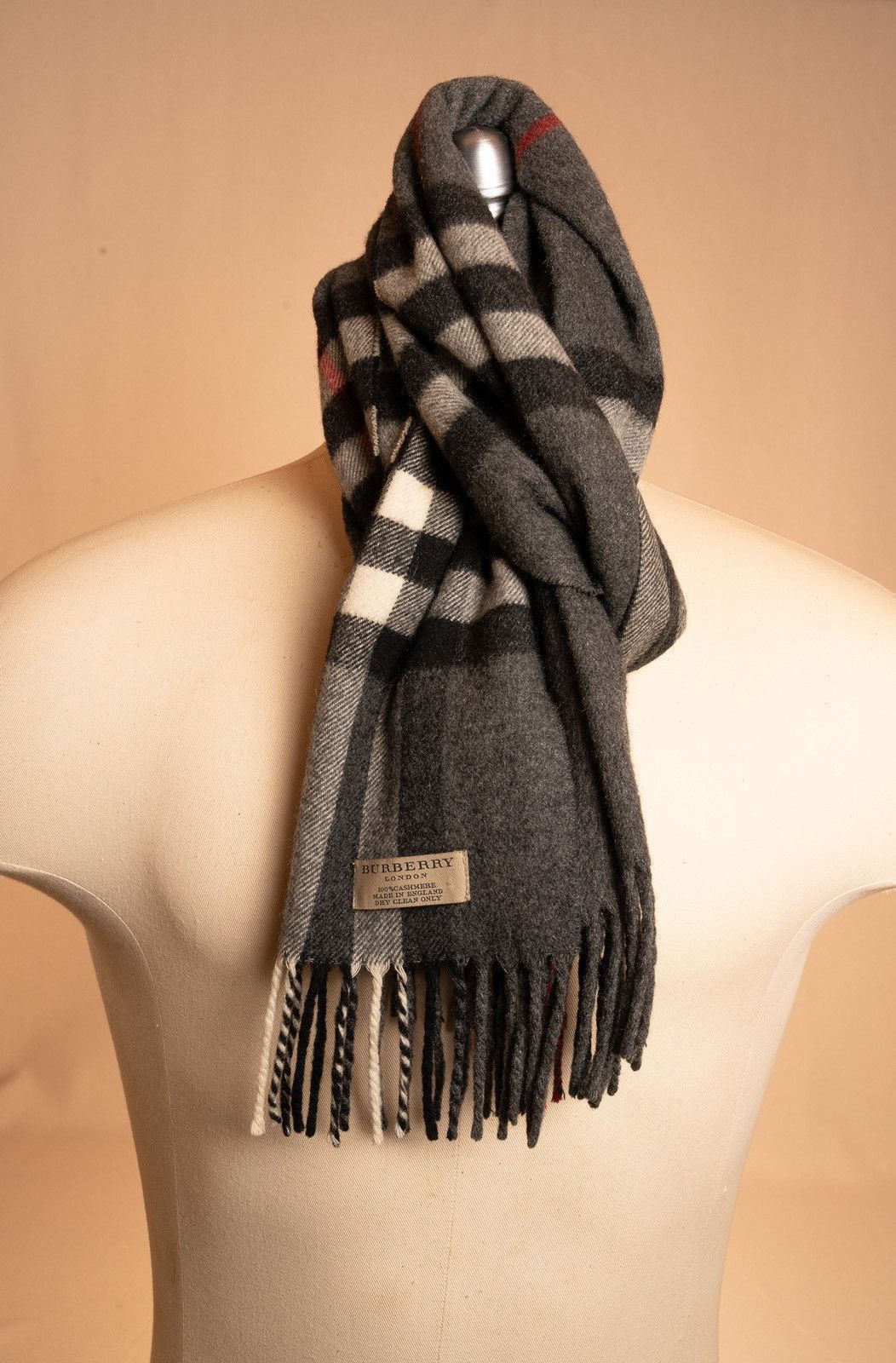 Burberry × Vintage Burberry Scarf Muffler Classic Plaid 100% Cashmere Size ONE SIZE - 6 Thumbnail