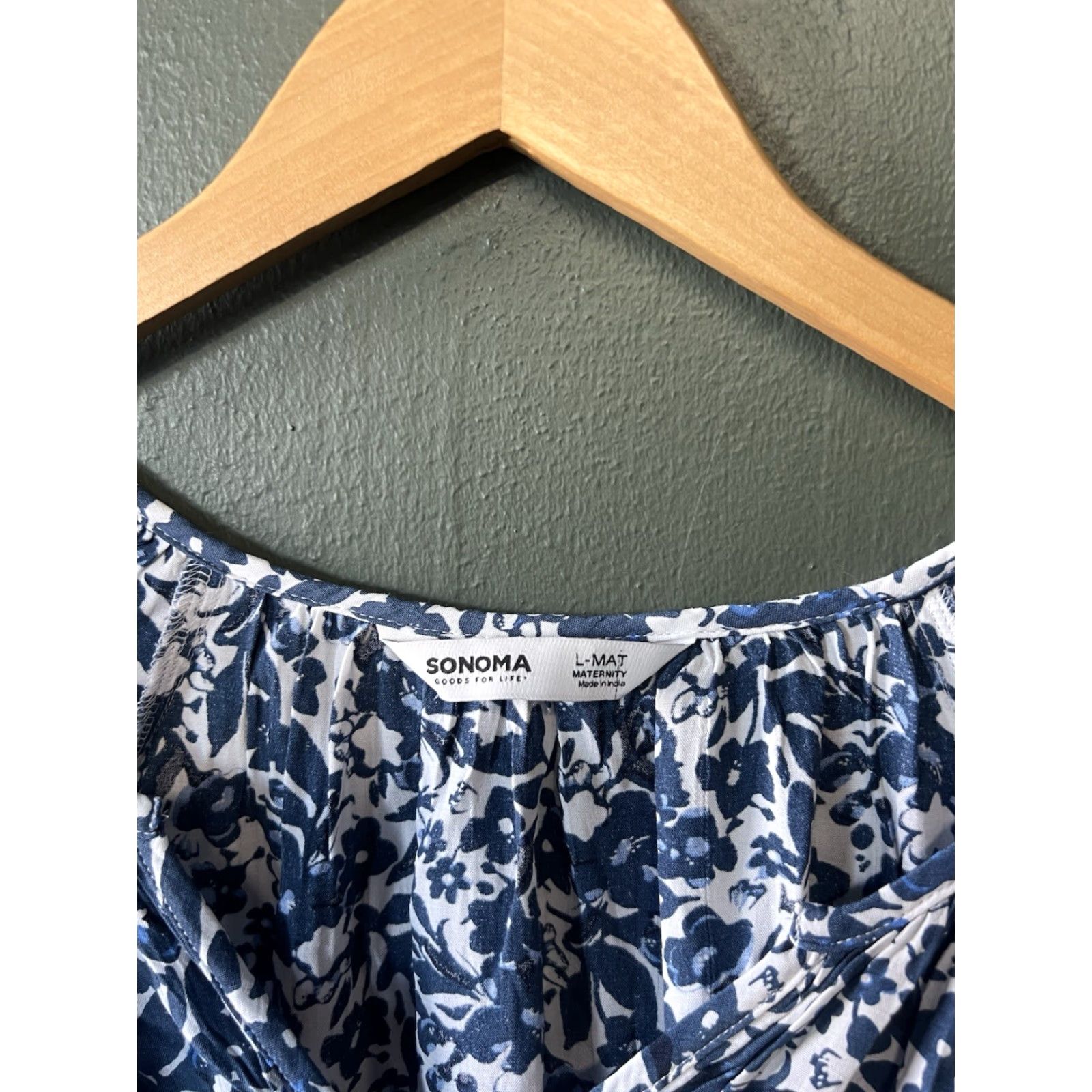 Vintage VINTAGE Sonoma Womens Blue Floral Print LS Maxi Maternity Dress Large Size L / US 10 / IT 46 - 3 Thumbnail