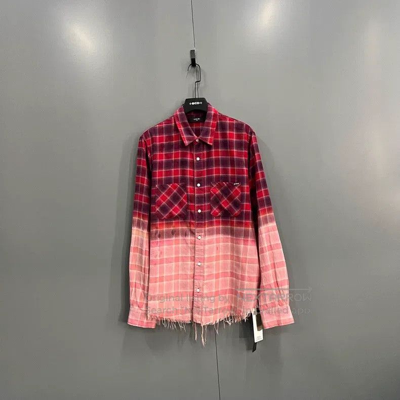 Amiri Amiri Size L Logo logo bleached gradient plaid shirt Size US L / EU 52-54 / 3 - 1 Thumbnail