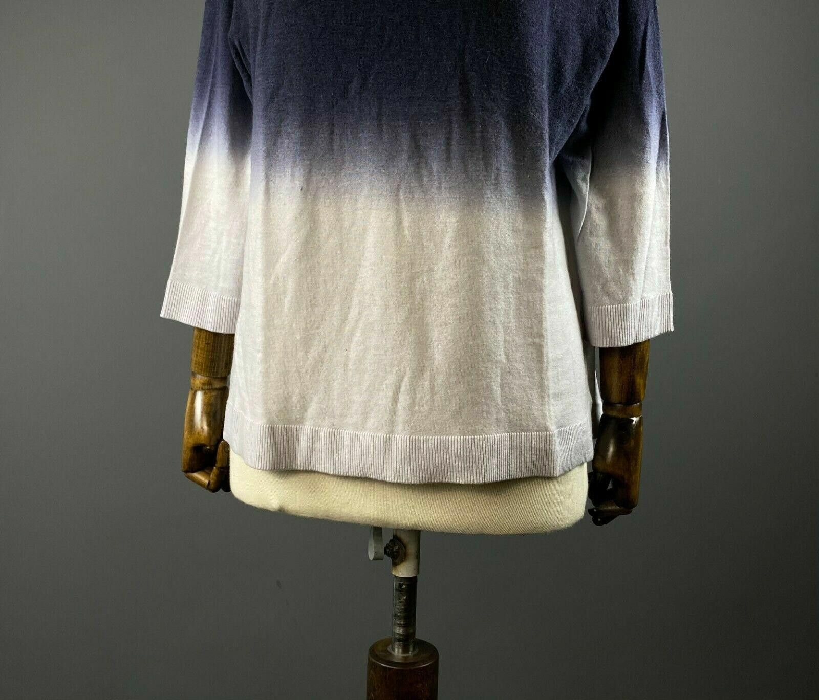 Designer FFC Blue White Gradient Boat Neck Wool Jumper Size XL Size XL / US 12-14 / IT 48-50 - 3 Thumbnail