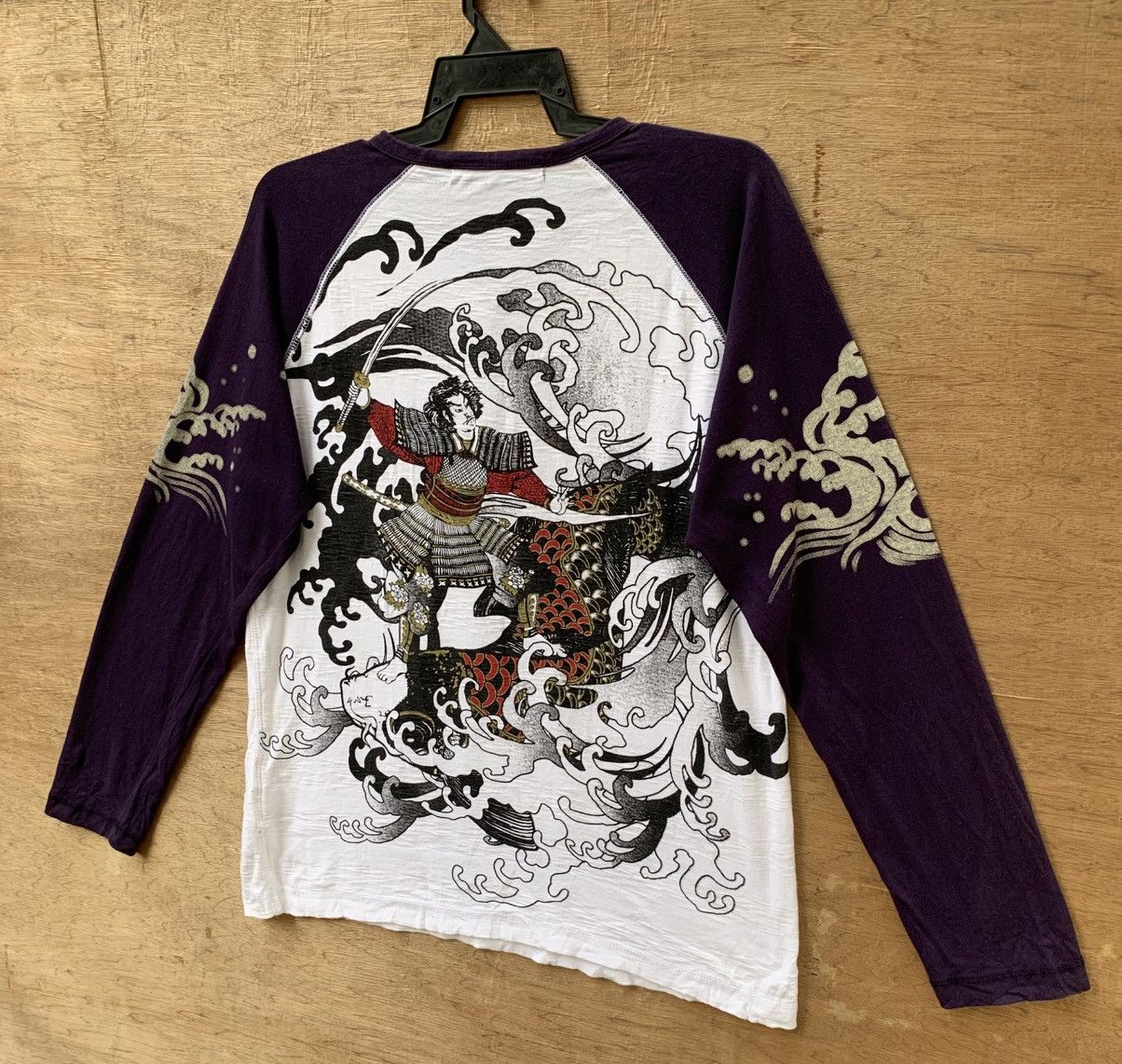 Art Comes First Samurai Riding Koi Fish Three Pocket Sukajan T Shirt Size US M / EU 48-50 / 2 - 8 Thumbnail