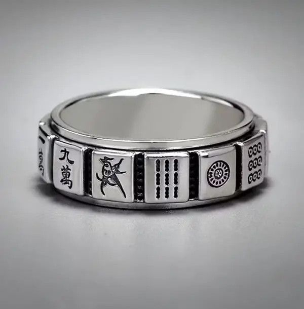 Japanese Brand × Vintage Vintage Chinese Traditional Mahjong Game Silver Ring Rare Size ONE SIZE - 2 Thumbnail