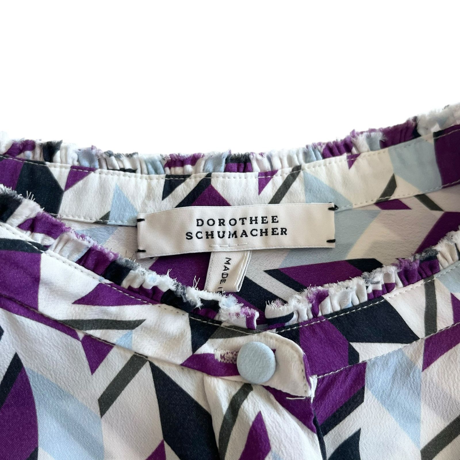 DOROTHEE SCHUMACHER Dorothee Schumacher Purple Geometric Print Fluid Blouse Size L / US 10 / IT 46 - 9 Thumbnail