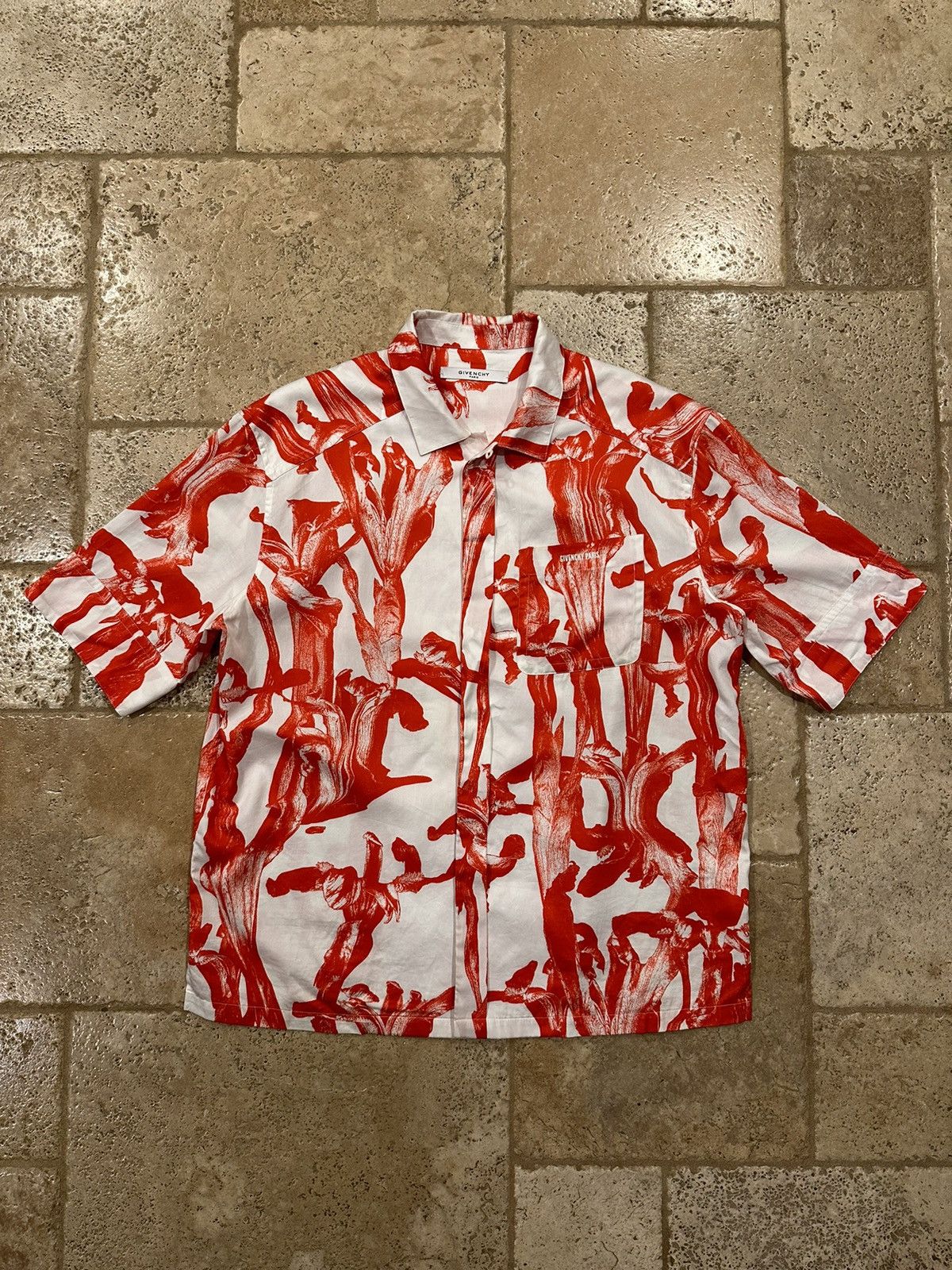Givenchy Givenchy x MMW Iris Floral Flower Logo Button Up Shirt Size US L / EU 52-54 / 3 - 3 Thumbnail