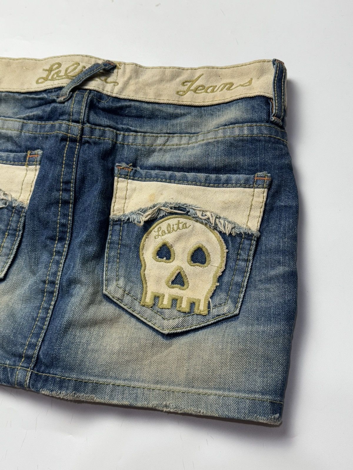 Hysteric Glamour Lolita Jeans Yoshitomo Nara Skulls Mini Skirts Size 31" - 3 Thumbnail