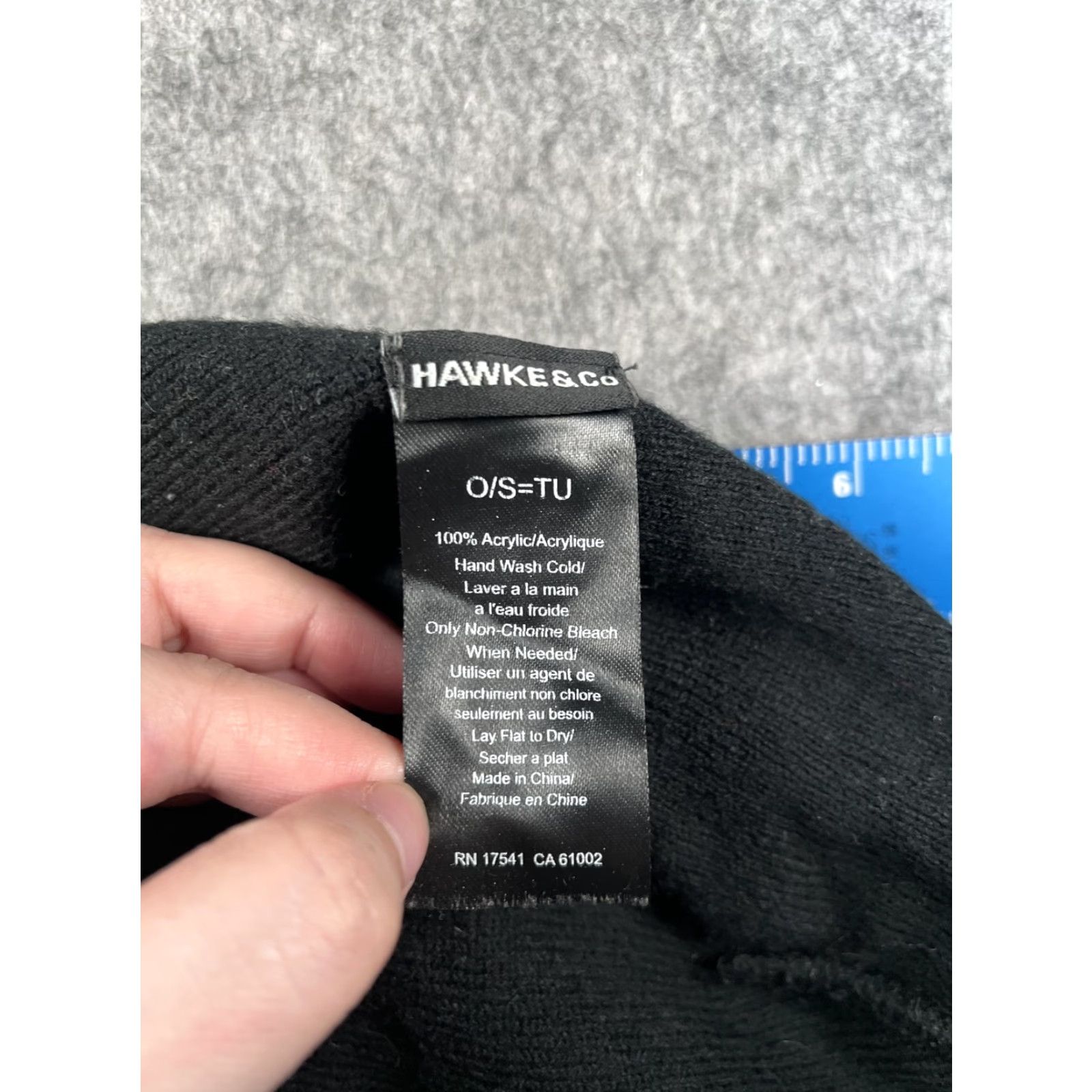 Vintage Hawke & Co Beanie Mens One Size Black Knit Cuffed Winter Logo Stretch Size ONE SIZE - 7 Thumbnail