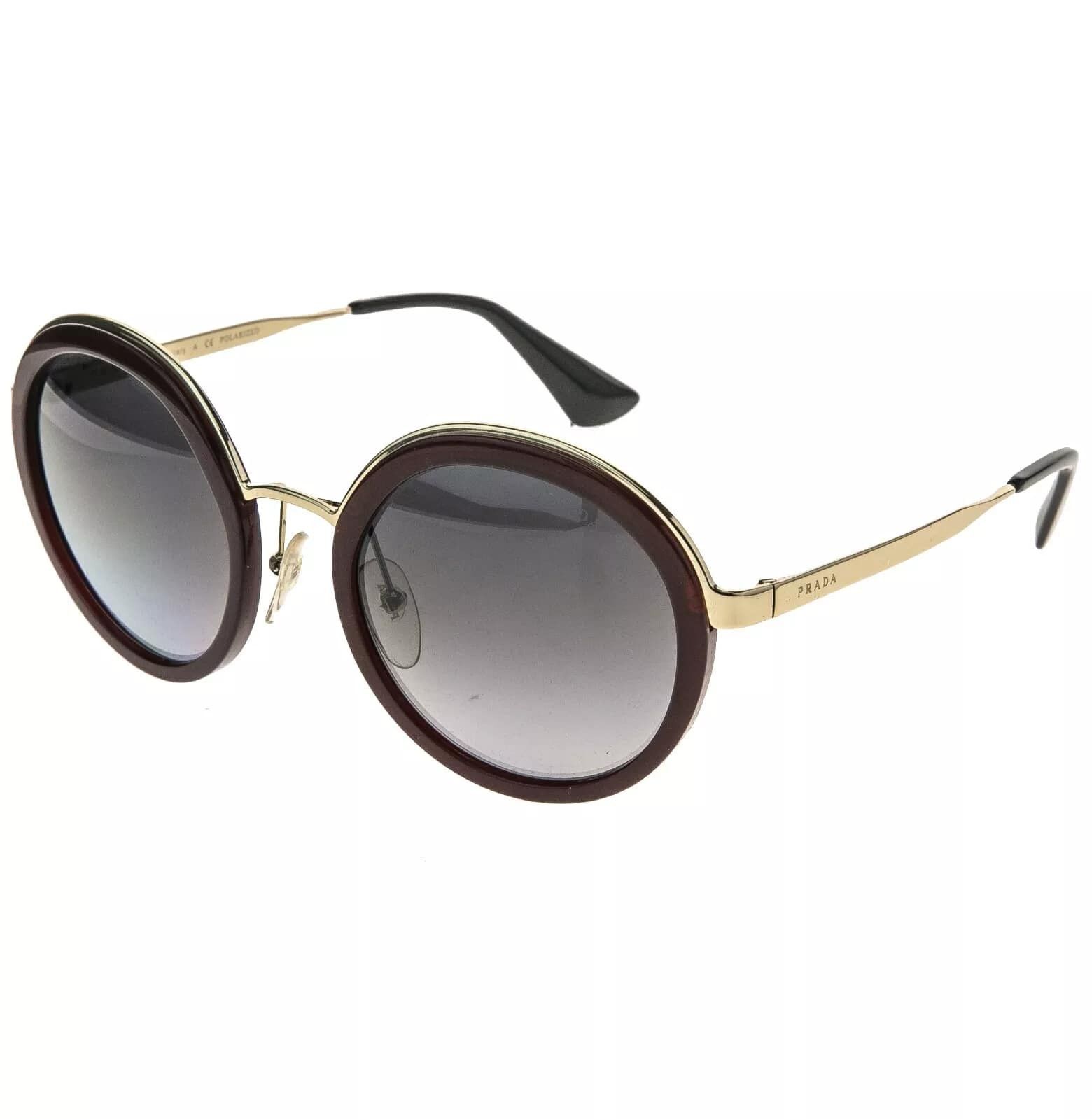 Prada PRADA CINEMA 50T Round Metal Gold Burgundy POLARIZED PR50TS Size ONE SIZE - 4 Thumbnail