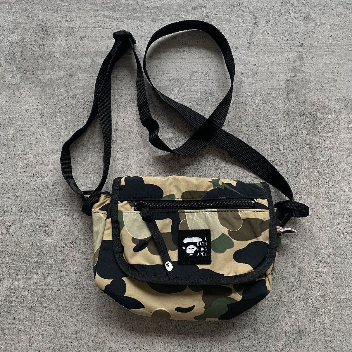 image of A Bathing Ape Bape x Kaws Yello Bendy Camo Shoulder Bag in Yellow, Men's