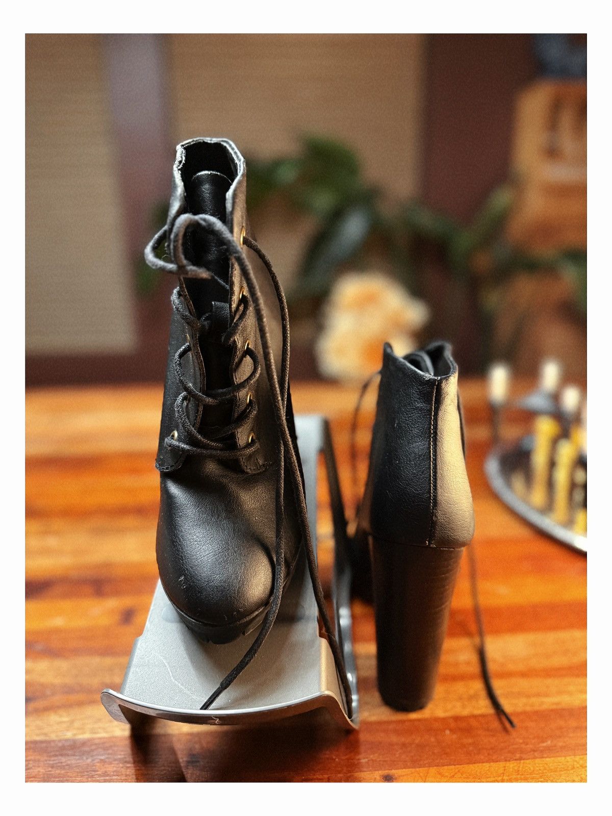 Other Madden Girl “Gabby” Black Platform Lace-Up Booties Size US 8.5 / IT 38.5 - 3 Thumbnail