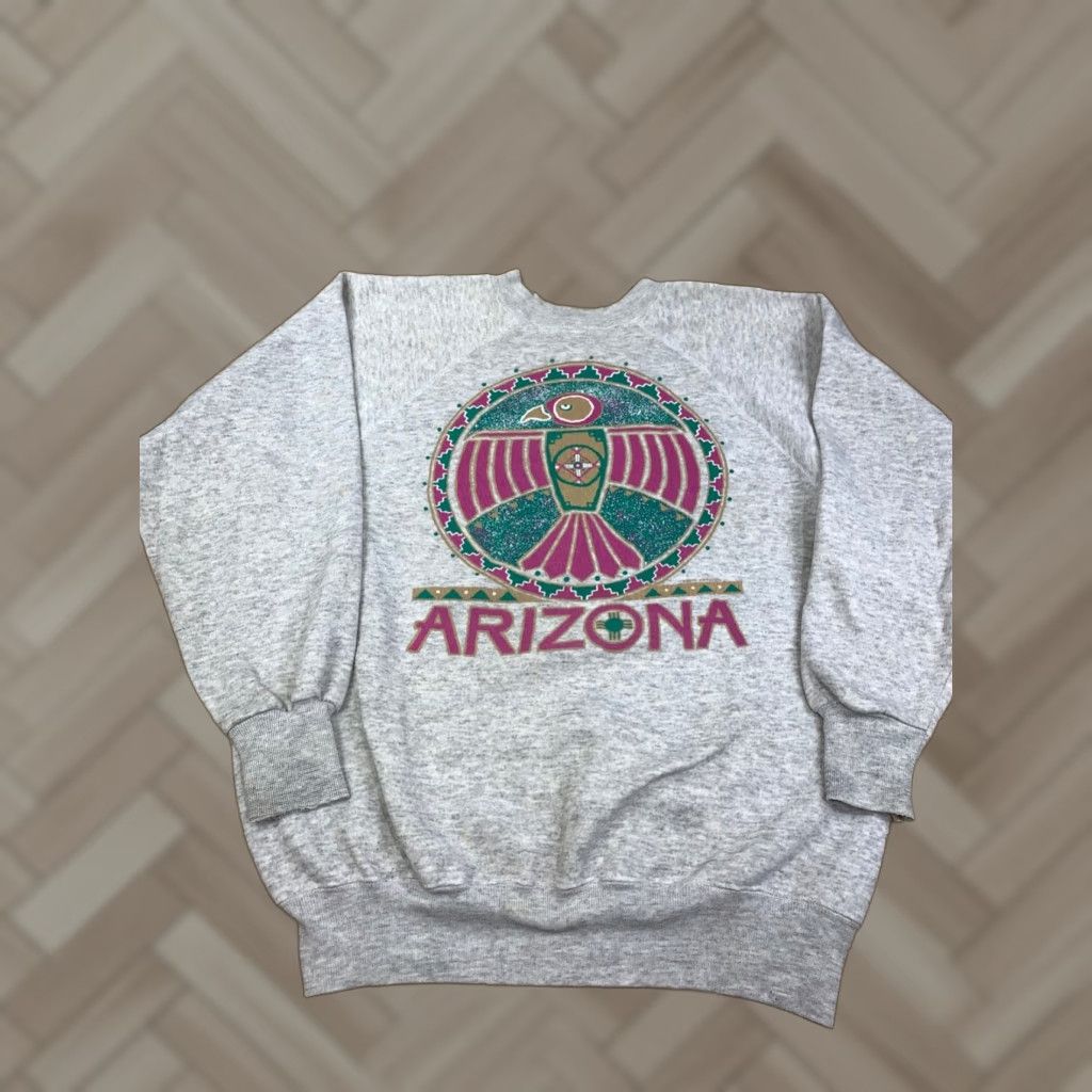 Vintage VINTAGE Arizona Sweatshirt Mens XL Gray Pullover Crew Neck Southwest 10558 Size US XL / EU 56 / 4 - 1 Thumbnail
