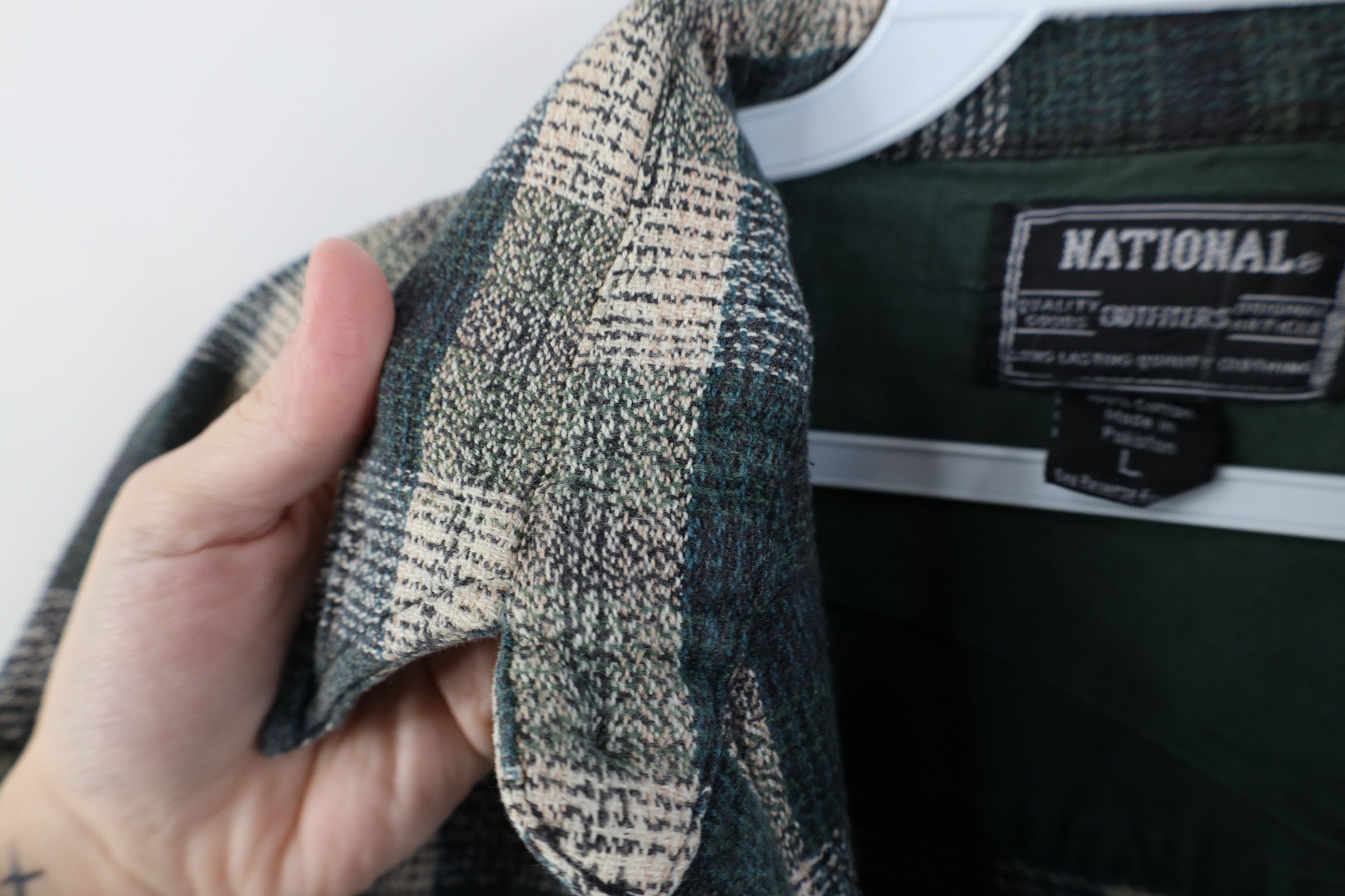 Vintage Vintage 90s Streetwear Tweed Collared Button Shirt Plaid Size US L / EU 52-54 / 3 - 10 Thumbnail