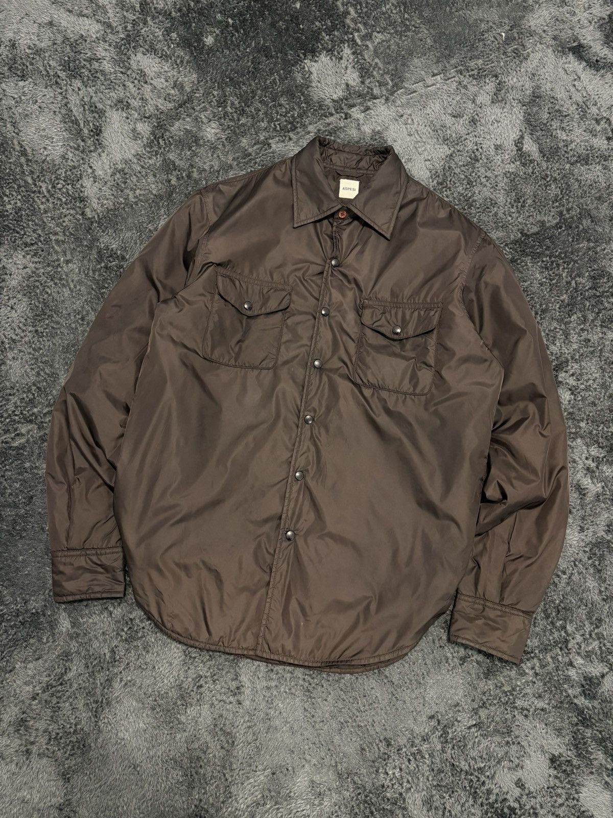 Aspesi Brown Nylon Aspesi Button Up Shirt Jacket Thermore Size US M / EU 48-50 / 2 - 1 Thumbnail