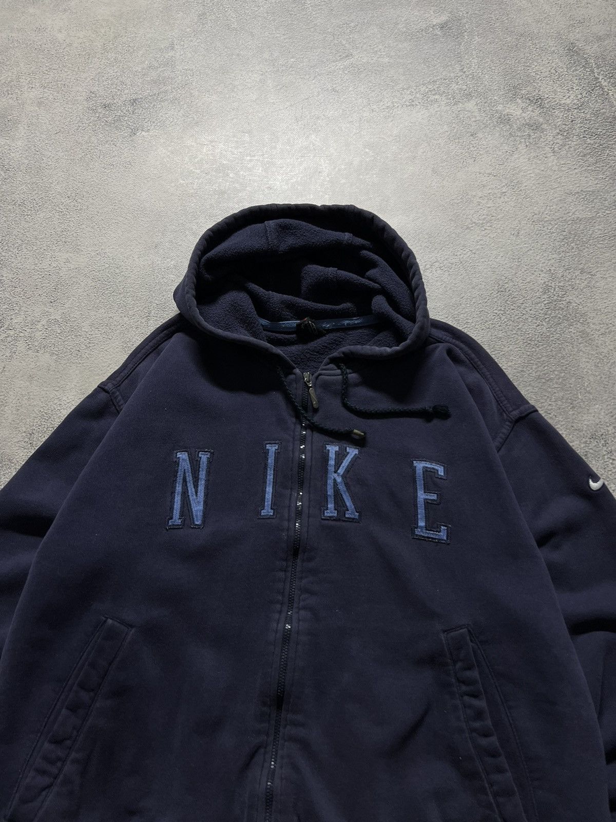 Nike × Vintage Vintage Y2k Nike 💙 Faded Spell Out Oversized Zip Hoodie 90’s Size L / US 10 / IT 46 - 6 Thumbnail
