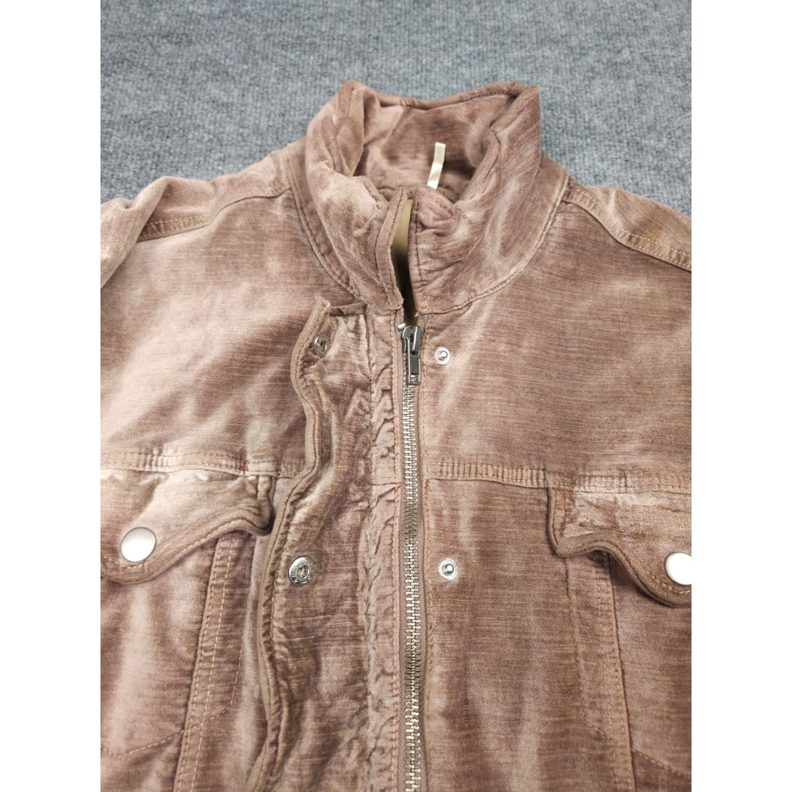 Free People Free People Velvet Jacket Women's L Brown Snap Lined Cotton Oversized Pockets Size L / US 10 / IT 46 - 5 Thumbnail