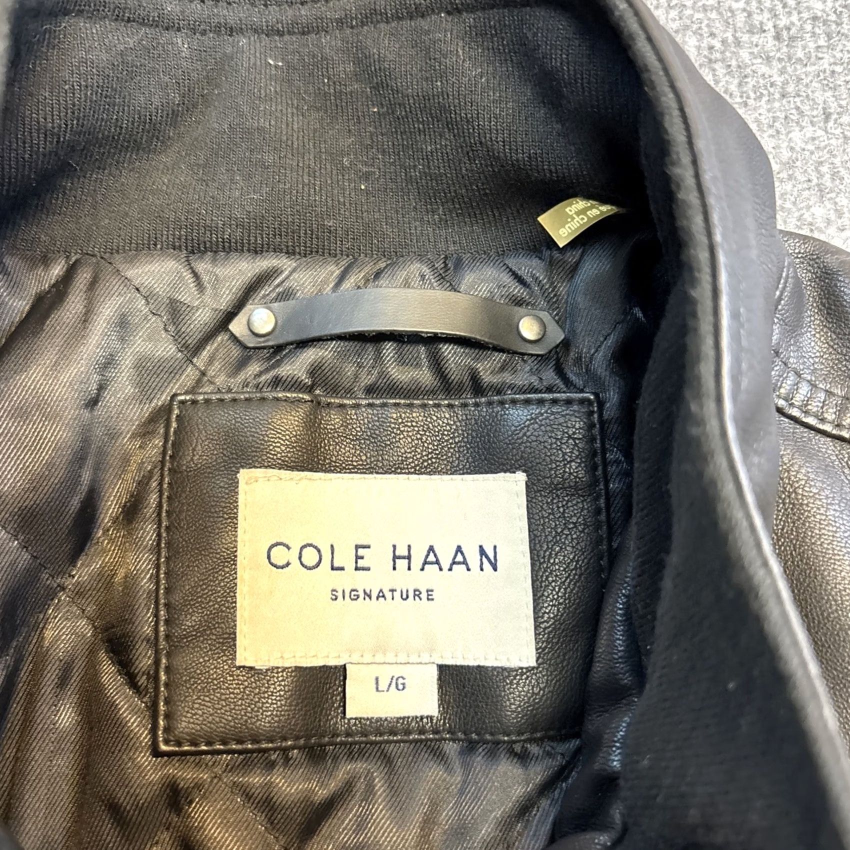 Cole Haan Cole Haan Vegan Leather Full Zip Jacket Men L Black Bomber Jacket Size US L / EU 52-54 / 3 - 2 Thumbnail