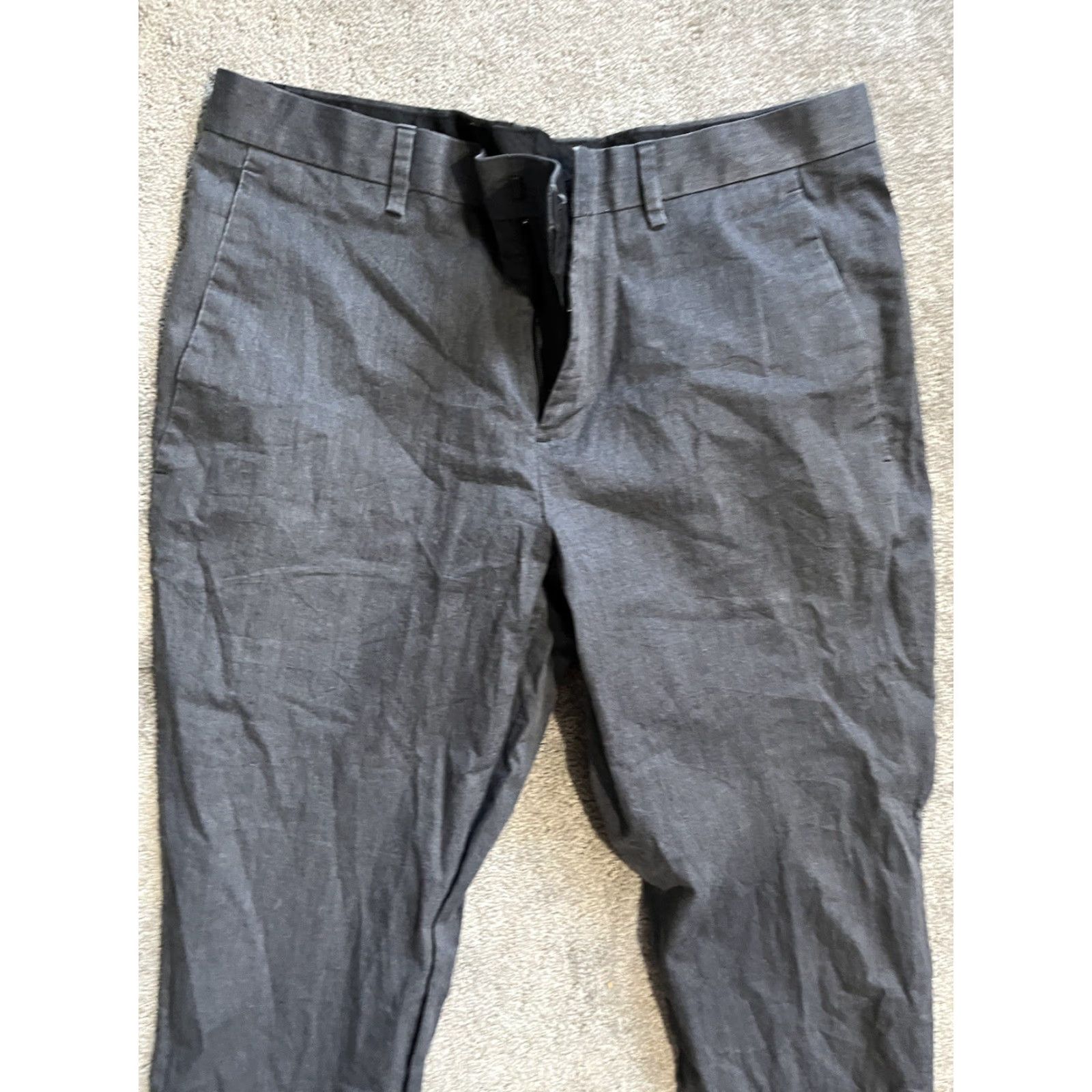 Express Express Men's Dress Pants Size 32x30 Gray Canvas Straight Leg Business Casual Size US 32 / EU 48 - 4 Thumbnail