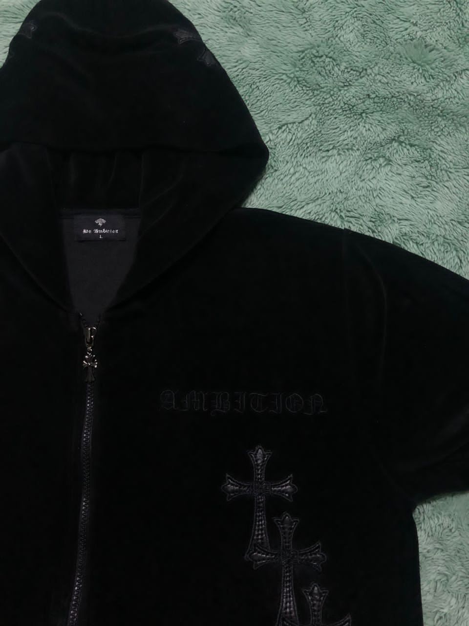 Affliction Y2K BE AMBITION CROSS HOODIE ZIPPER VELVET Size US L / EU 52-54 / 3 - 10 Thumbnail