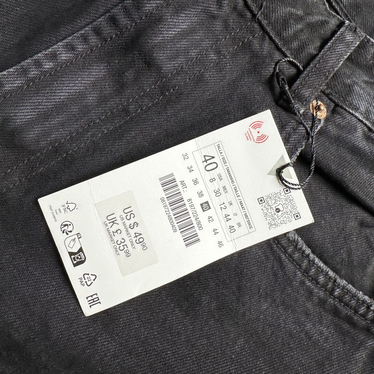Zara ZARA High-Rise Wide-Leg Jeans in Washed Black Size 30" / US 8 / IT 44 - 3 Thumbnail