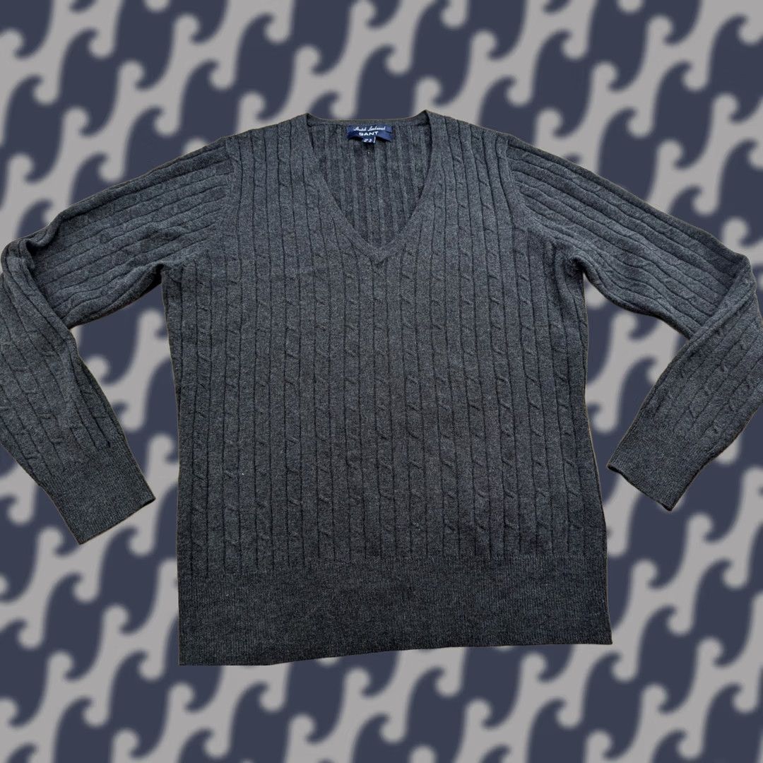 Gant GANT Mens Jumper XL Wool Gray V Neck Sweater Pullover Knit Casual Men Size XL Gray Wool V-Neck Sweater Mens Jumper Size US XL / EU 56 / 4 - 1 Thumbnail