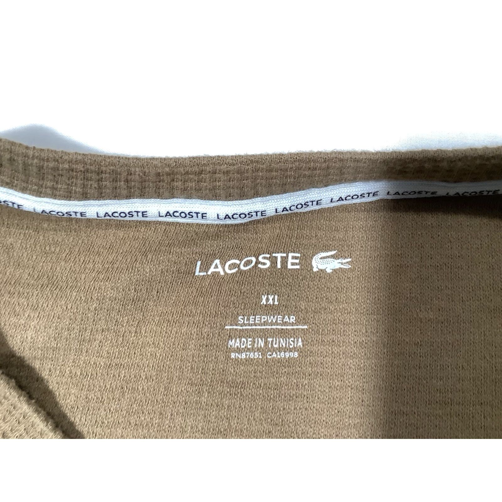 Lacoste Lacoste Thermal Shirt XXL Brown Waffle Knit Long Sleeve Crew Neck Top Mens Size US XXL / EU 58 / 5 - 3 Thumbnail