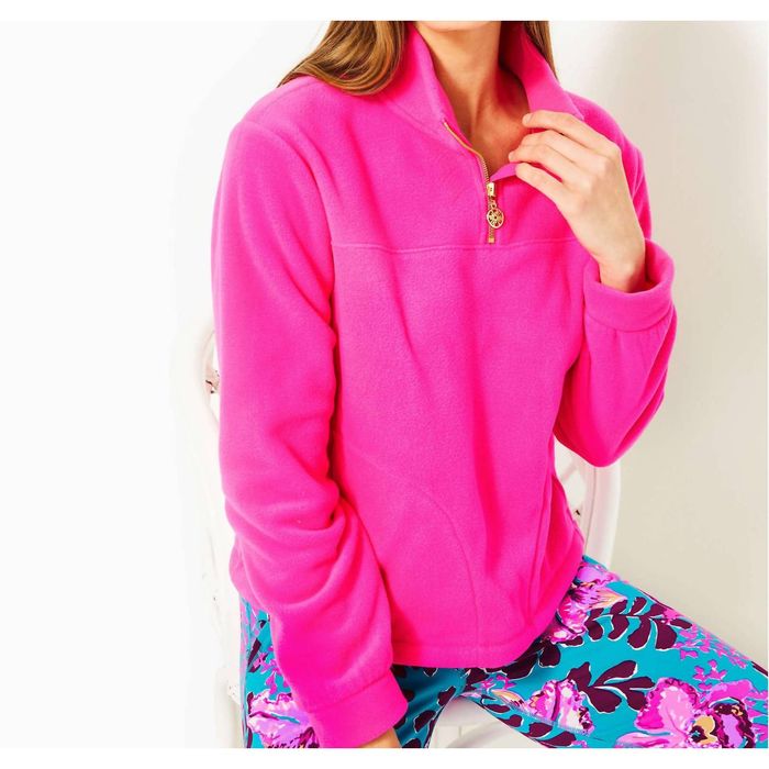 Lilly Pulitzer LILLY PULITZER Noreen Fleece Pullover In Pink Palms