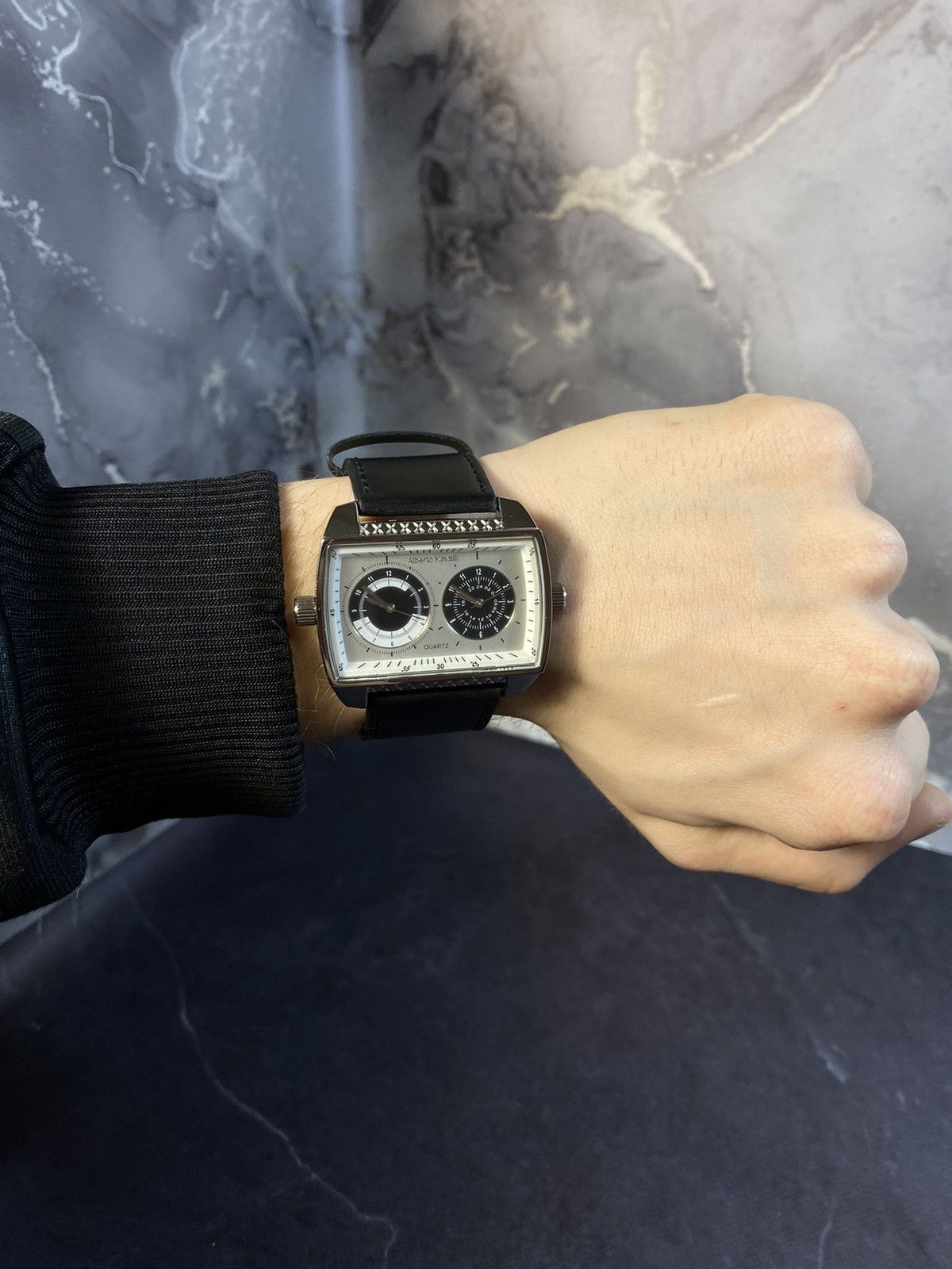Vintage x Watch Alberto Kavalli Black Quartz Dual Watch, Men's