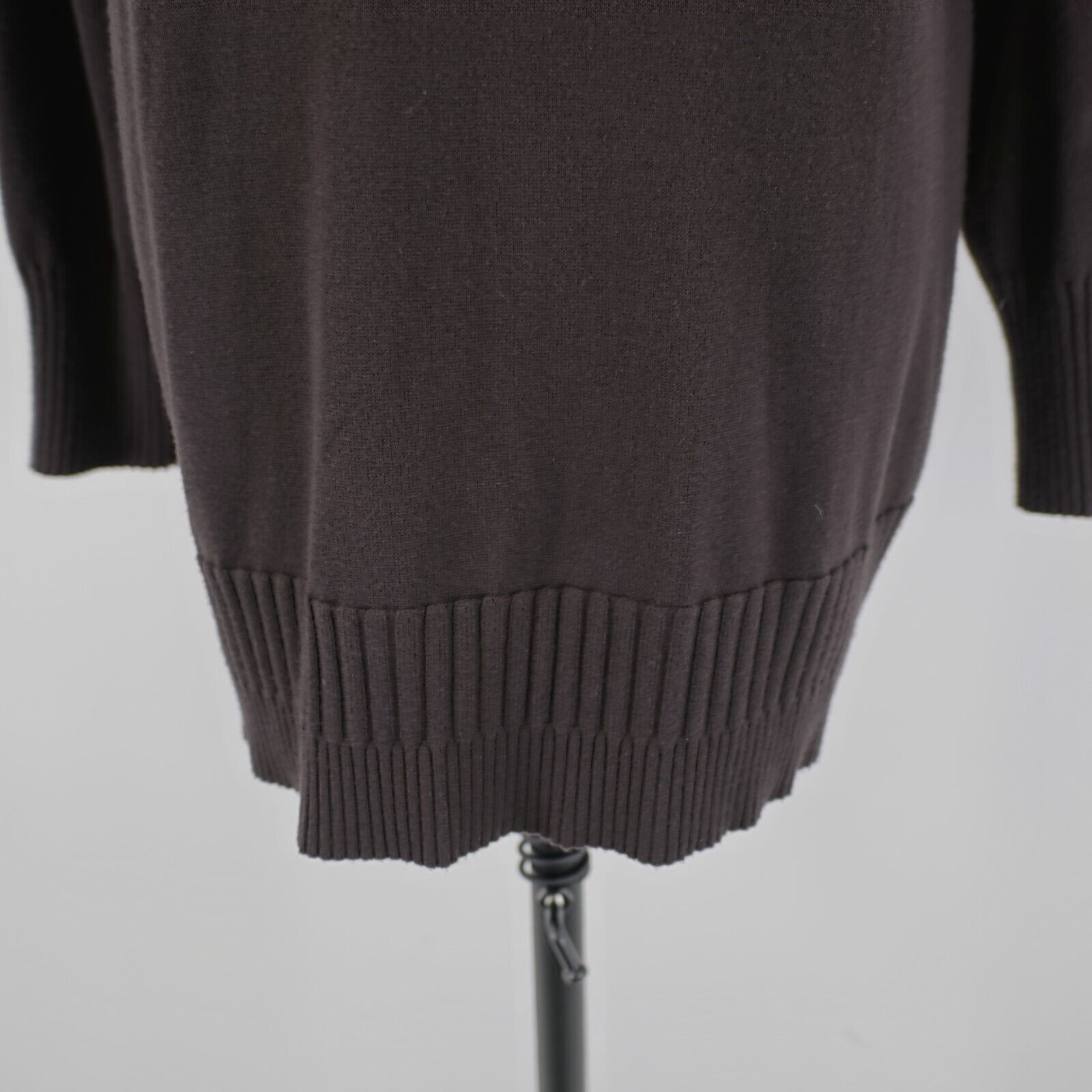 Designer Cable & Gauge Chocolate Brown Ribbed Cowl Neck XL Sweater Ra Size XL / US 12-14 / IT 48-50 - 3 Thumbnail